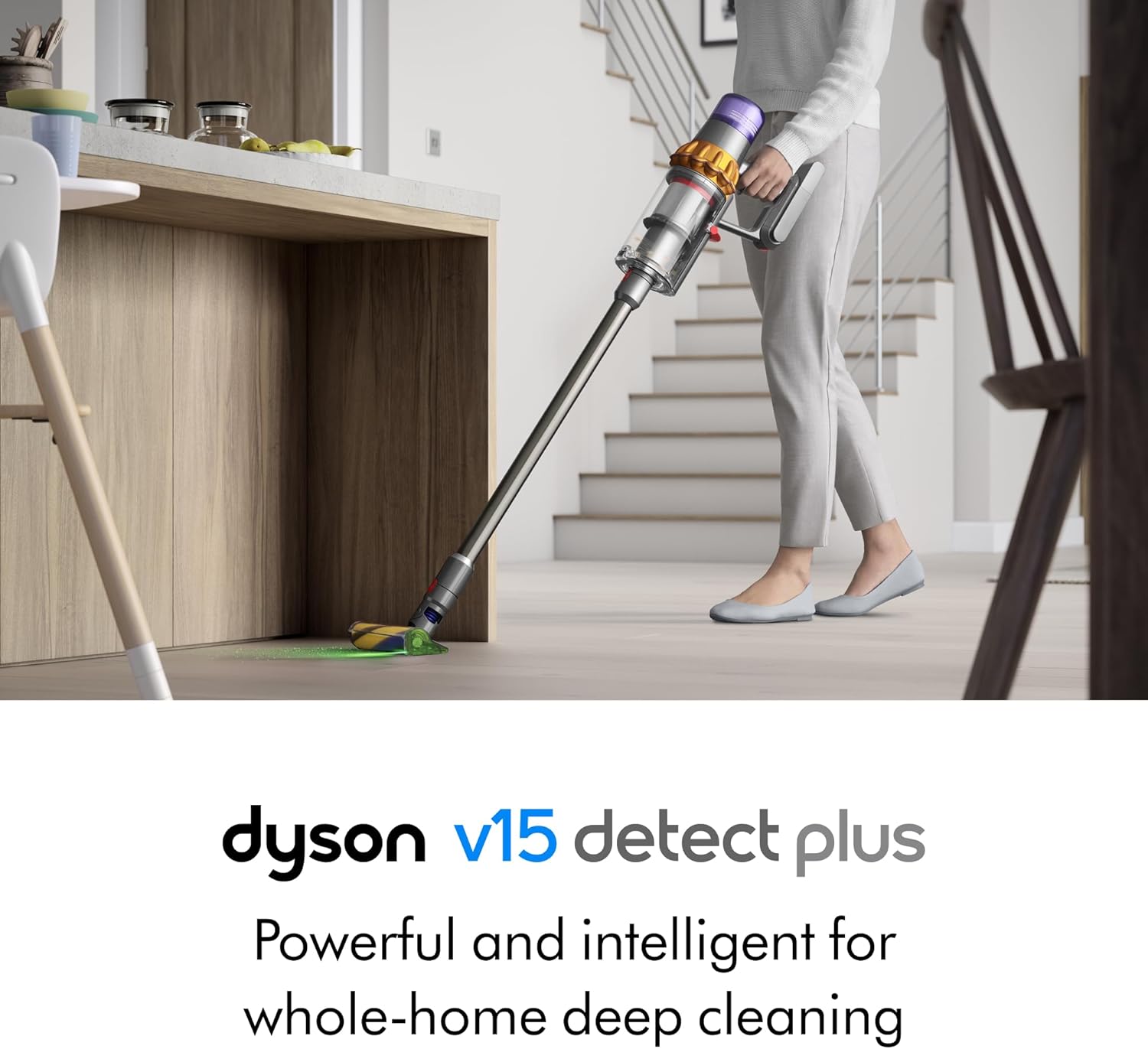 V15 Detect Plus Cordless Vacuum, Illumination Reveals dust, 240AW, 3 Power Modes, Up to 60 Minutes