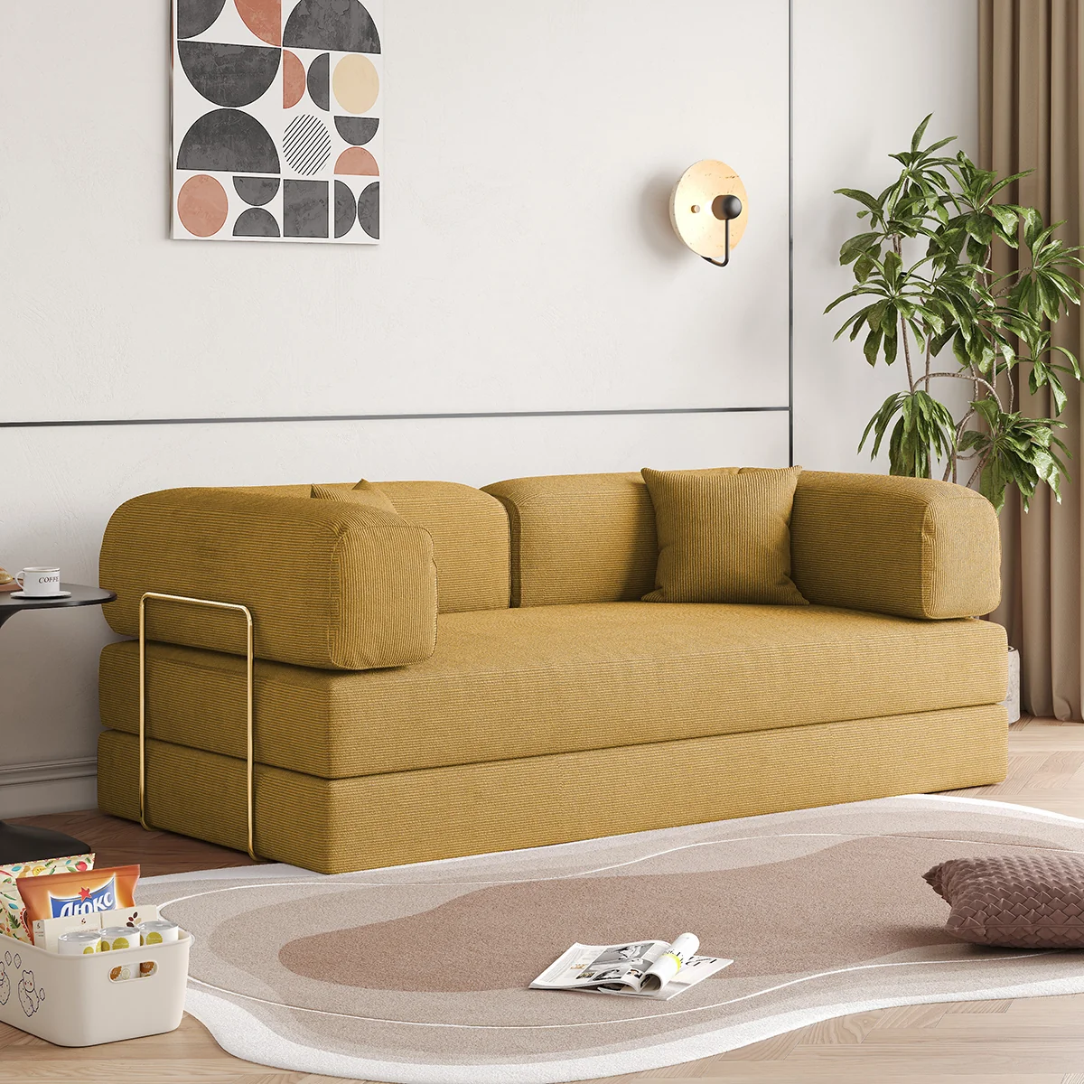 NÓVORA CASA 78.7'' comprimir Tapizado Sofá cama transformable con pana tela