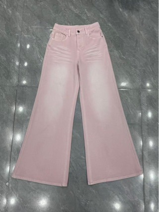 Women's Washed Wide-Leg Jeans, New Spring/Autumn Style, Plain Fit, High Waist, Straight Leg Pants 12112