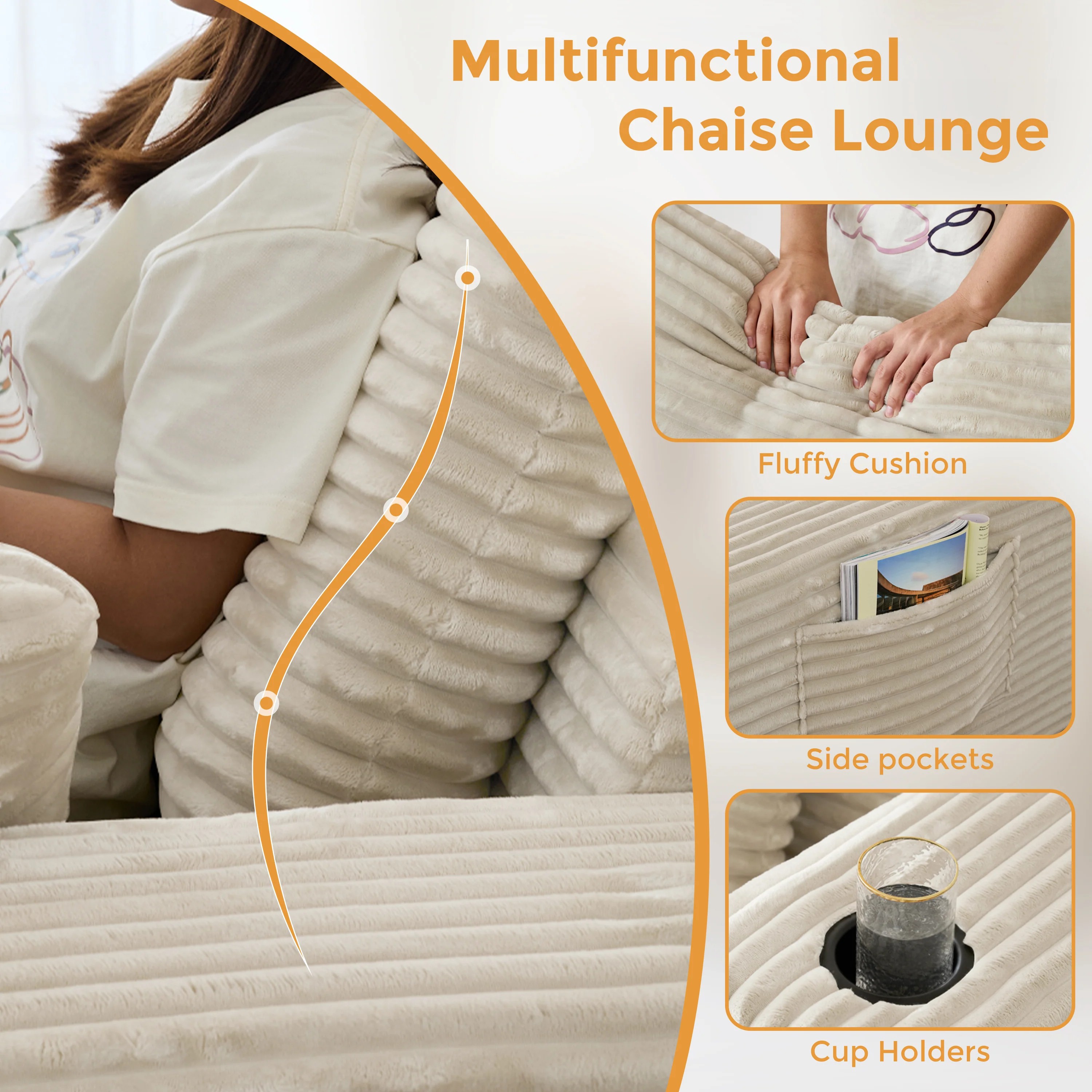 NÓVORA CASA 53.5” Moderno extragrande diván descanso Sofá cama