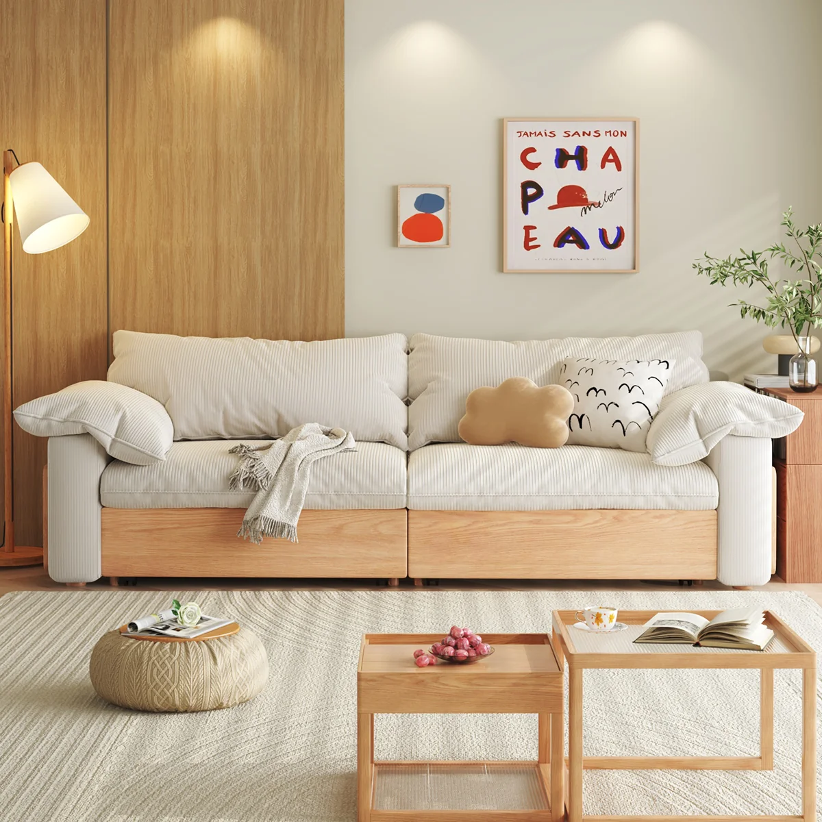 NÓVORA CASA Japandi extraíble extraíble Sofá cama con tres tela opciones disponible