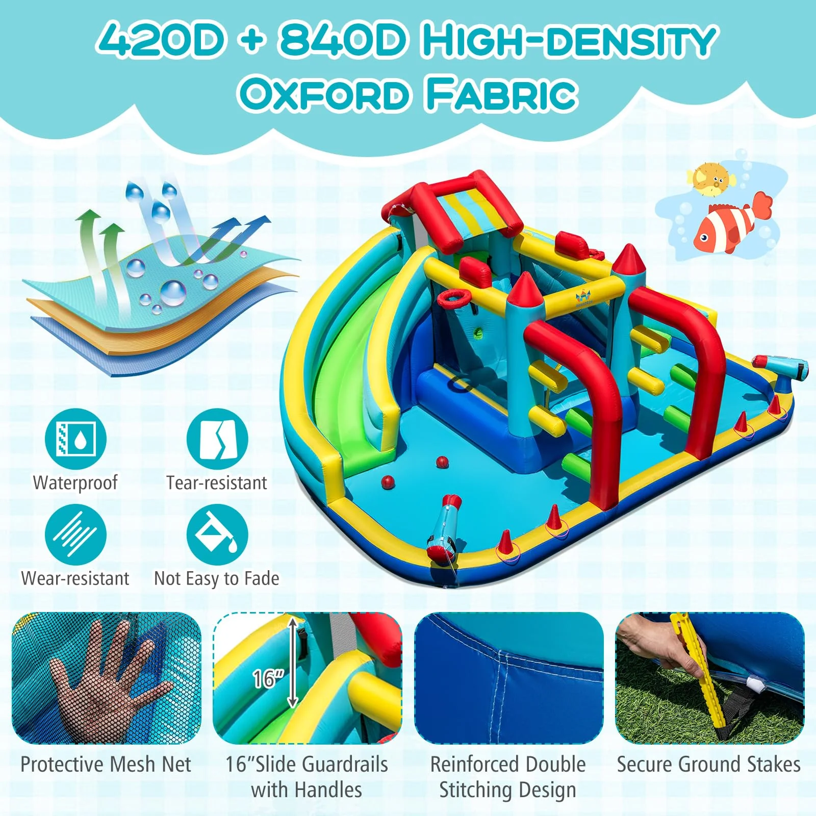 BOUNTECH Inflatable Water Slide with Bounce House Double Water Slide Park