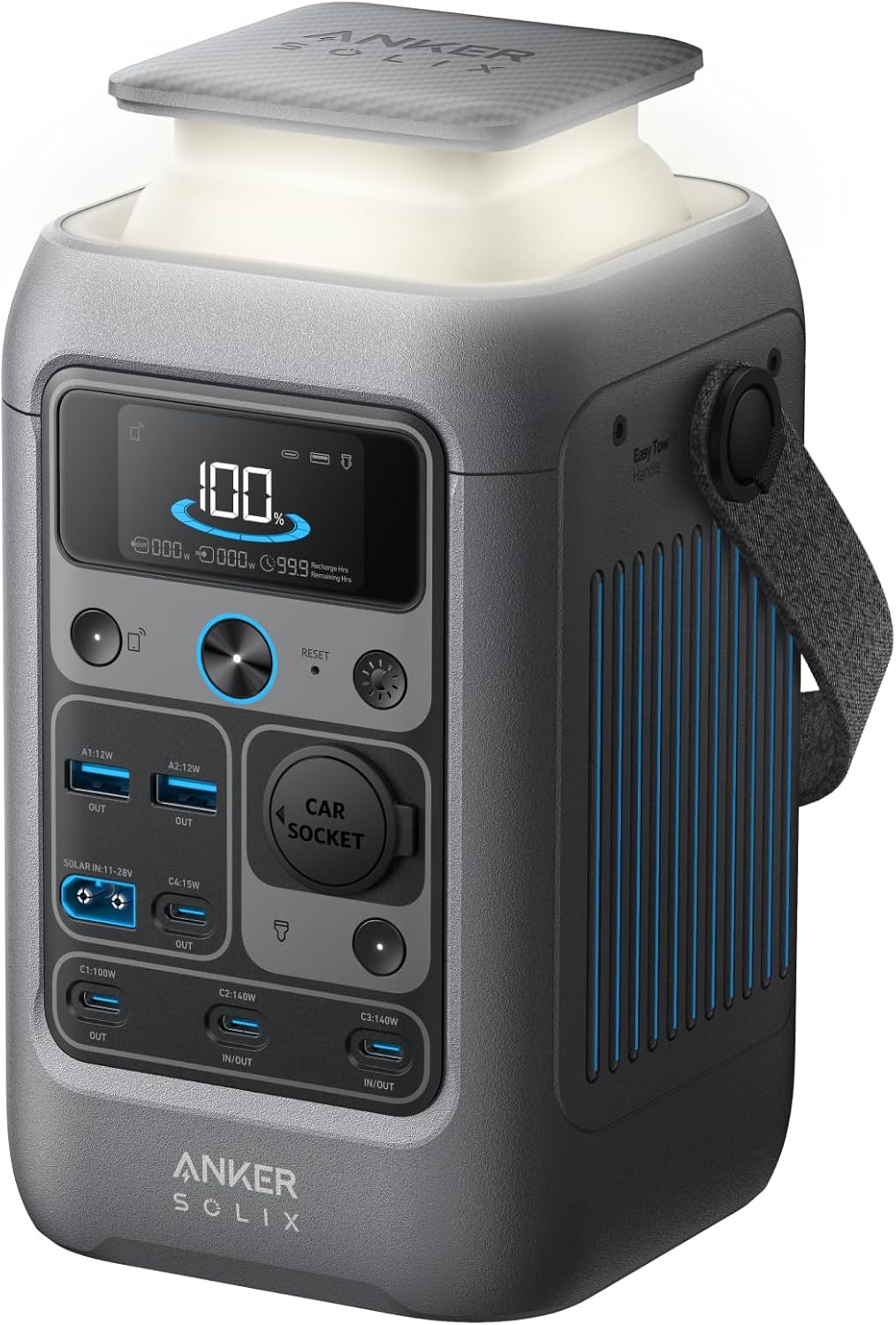 Stacja zasilania DC Anker SOLIX C300, 288 Wh, przenośna stacja zasilania, akumulator LiFePO4, generator słoneczny 300 W, na biwak, podróż i sytuacje awaryjne (bezładowarki ściennej)