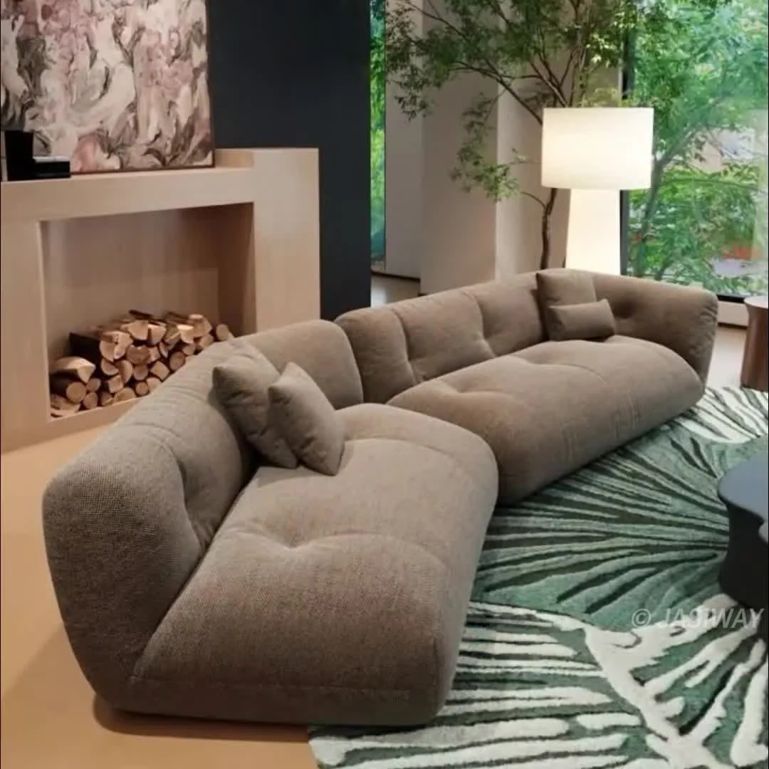 RINGCHEN Curvo modulable seccional sofá| mascotas amigable rasguños resistente texturizado tela sofá con profundo asiento para De lujo Sala