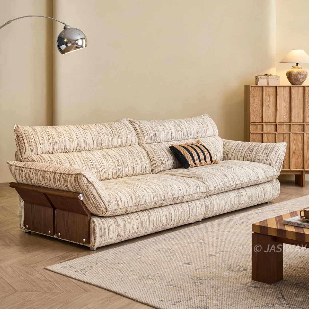 JASIWAY profundo asiento tela sofá con Madera maciza brazo paneles| De lujo extragrande Sala sofá
