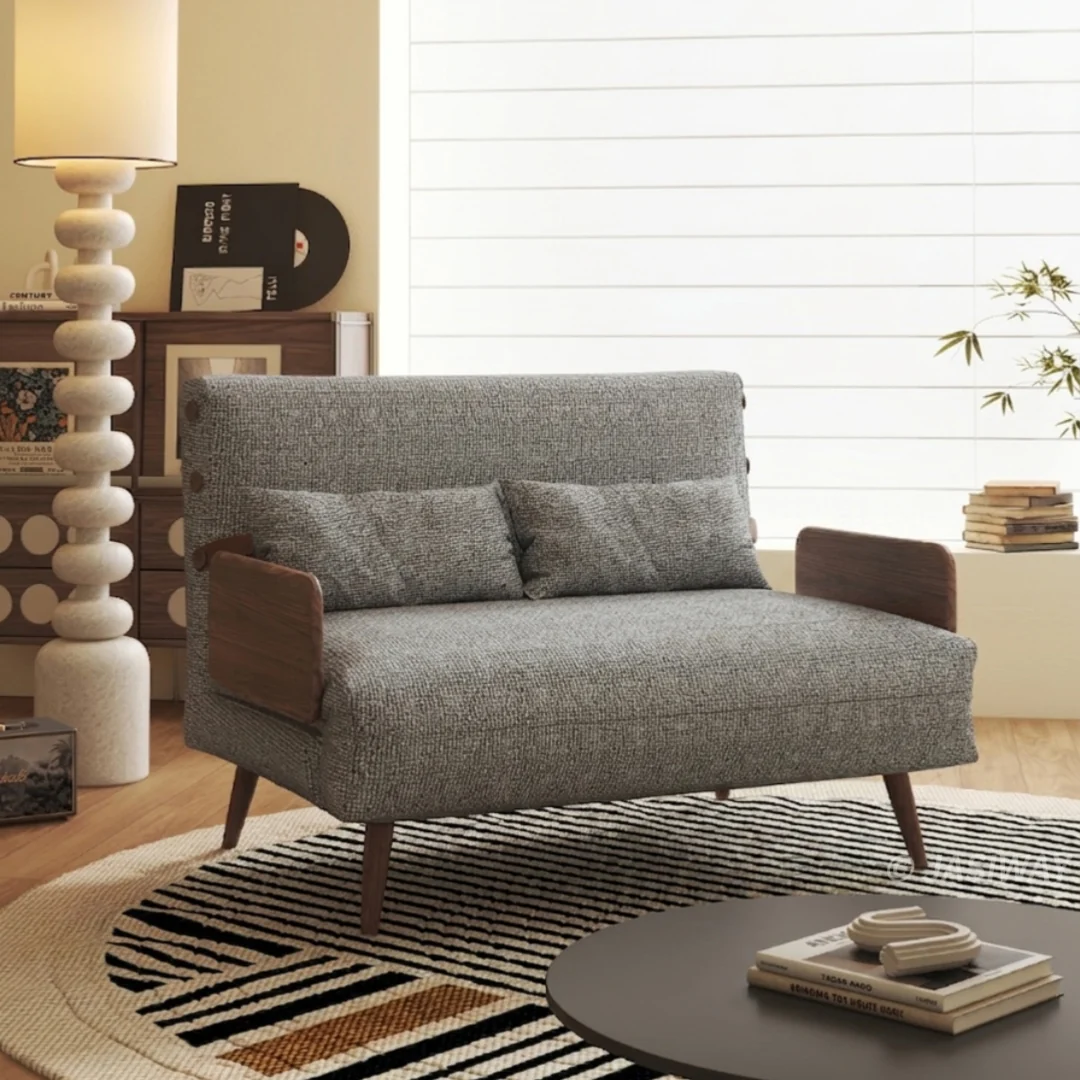 NÓVORA CASA transformable Sillón descanso cama con doble Tone Bouclé tweed tapizado & Ajustable respaldo