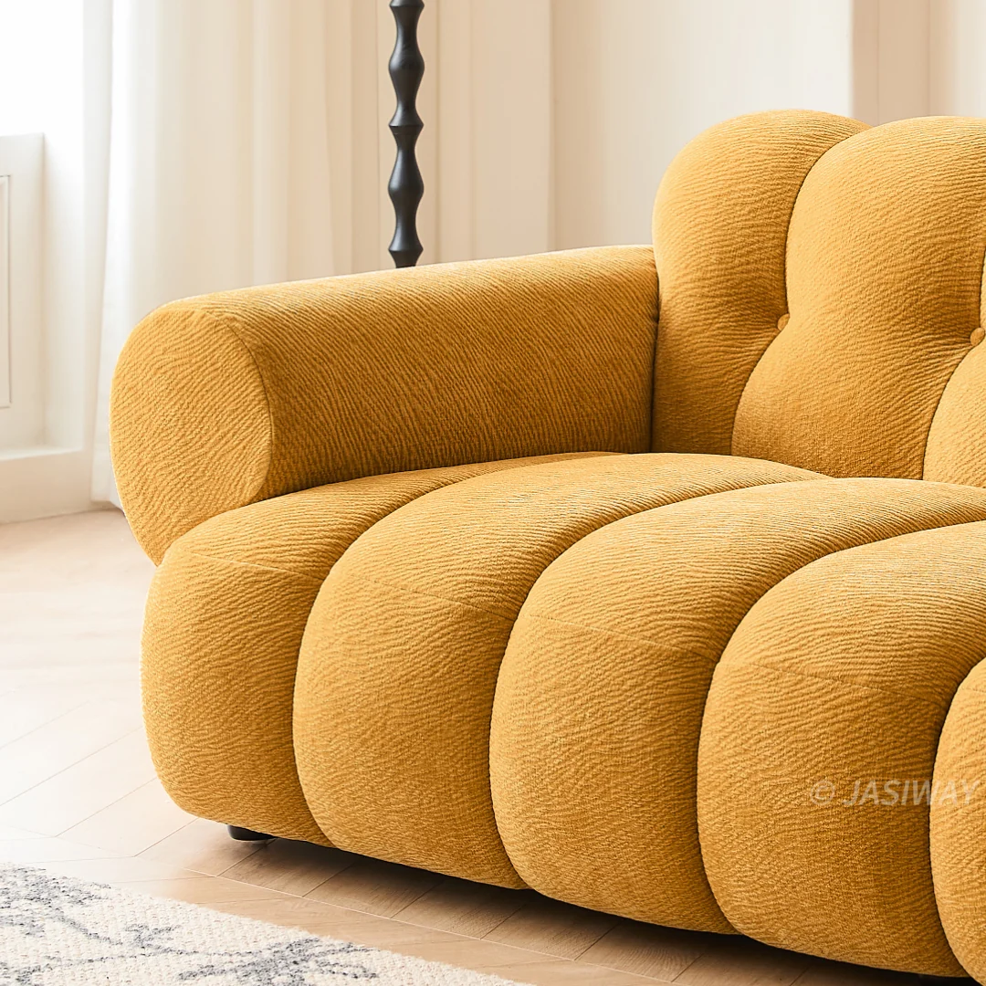 NÓVORA CASA modulable burbuja sofá en Chenilla & terciopelo| mediados siglo Moderno nube sofá- retro malvavisco sofá en musgo Verde, bosque, ámbar & almendra Crema