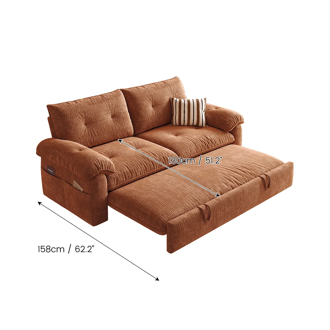 NÓVORA CASA Chenilla Sofá cama– transformable plegable sofá de dos plazas con extraíble extraíble cama para pequeño espacios