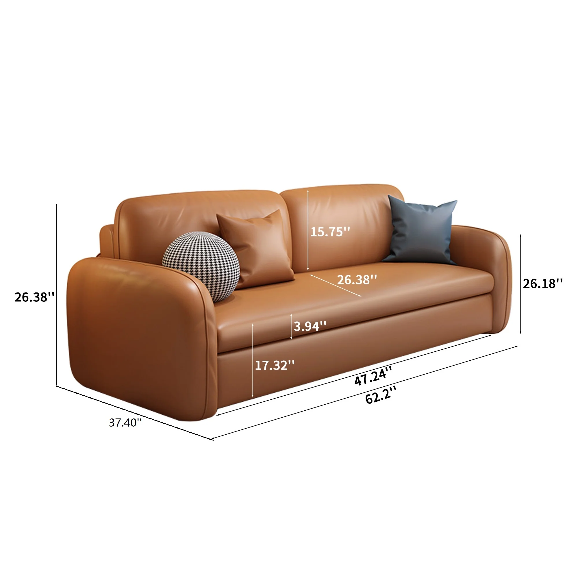 NÓVORA CASA 62.2'' Piel sintética transformable Sofá cama con Almacenamiento
