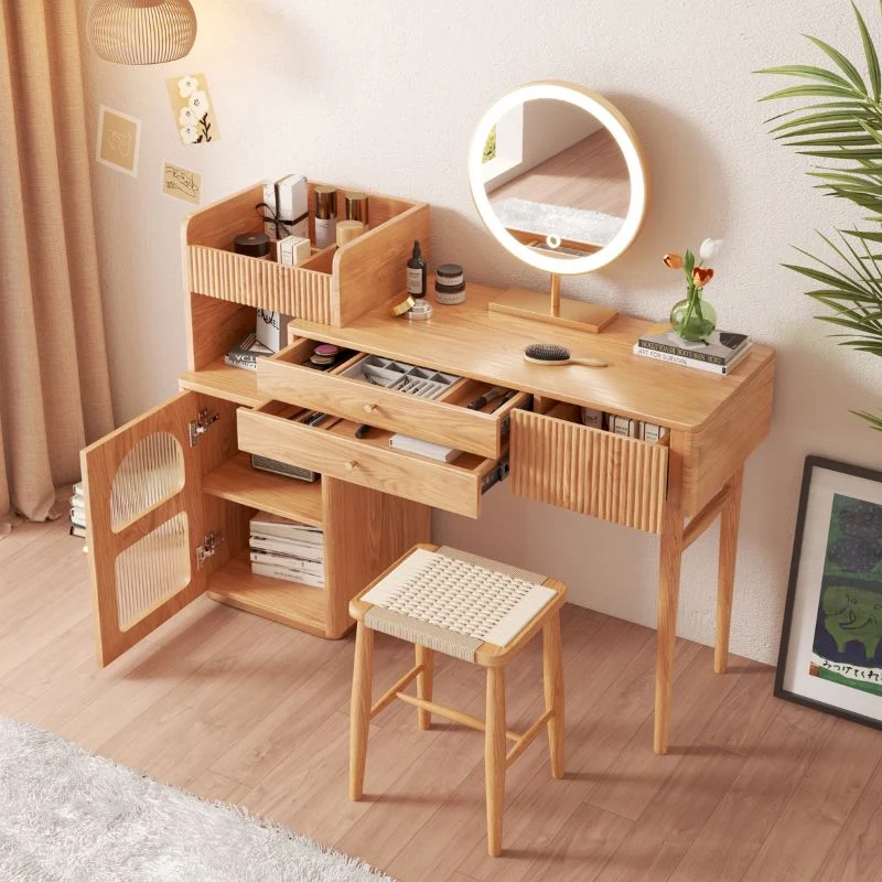 NÓVORA CASA de madera Tocador con abierto Almacenamiento espacio & cajones & gabinete