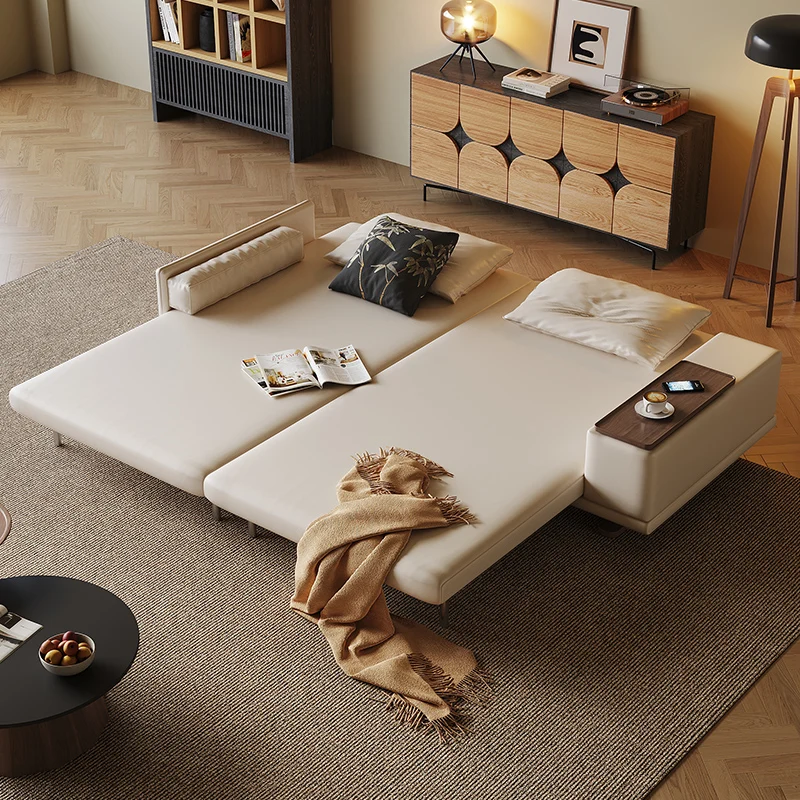 NÓVORA CASA Minimalista plegable Sofá cama con de doble cara reposabrazos & Ajustable Mesa auxiliar