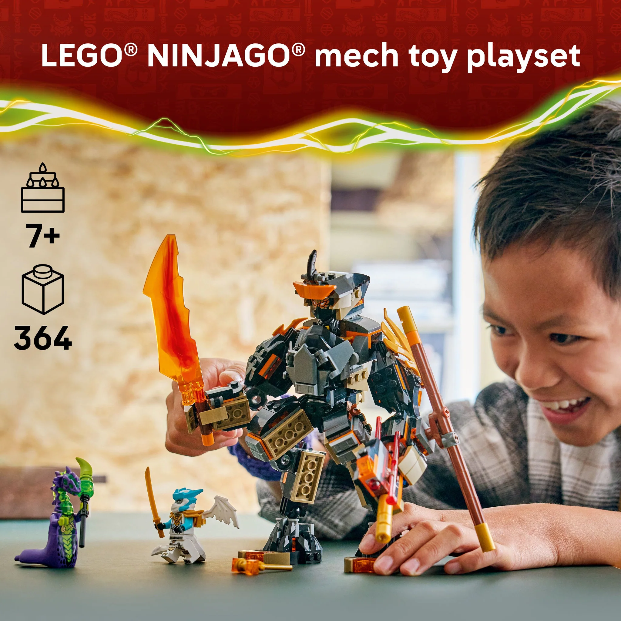 LEGO 71854 NINJAGO Cole's Mission Mech & Dragon Zane