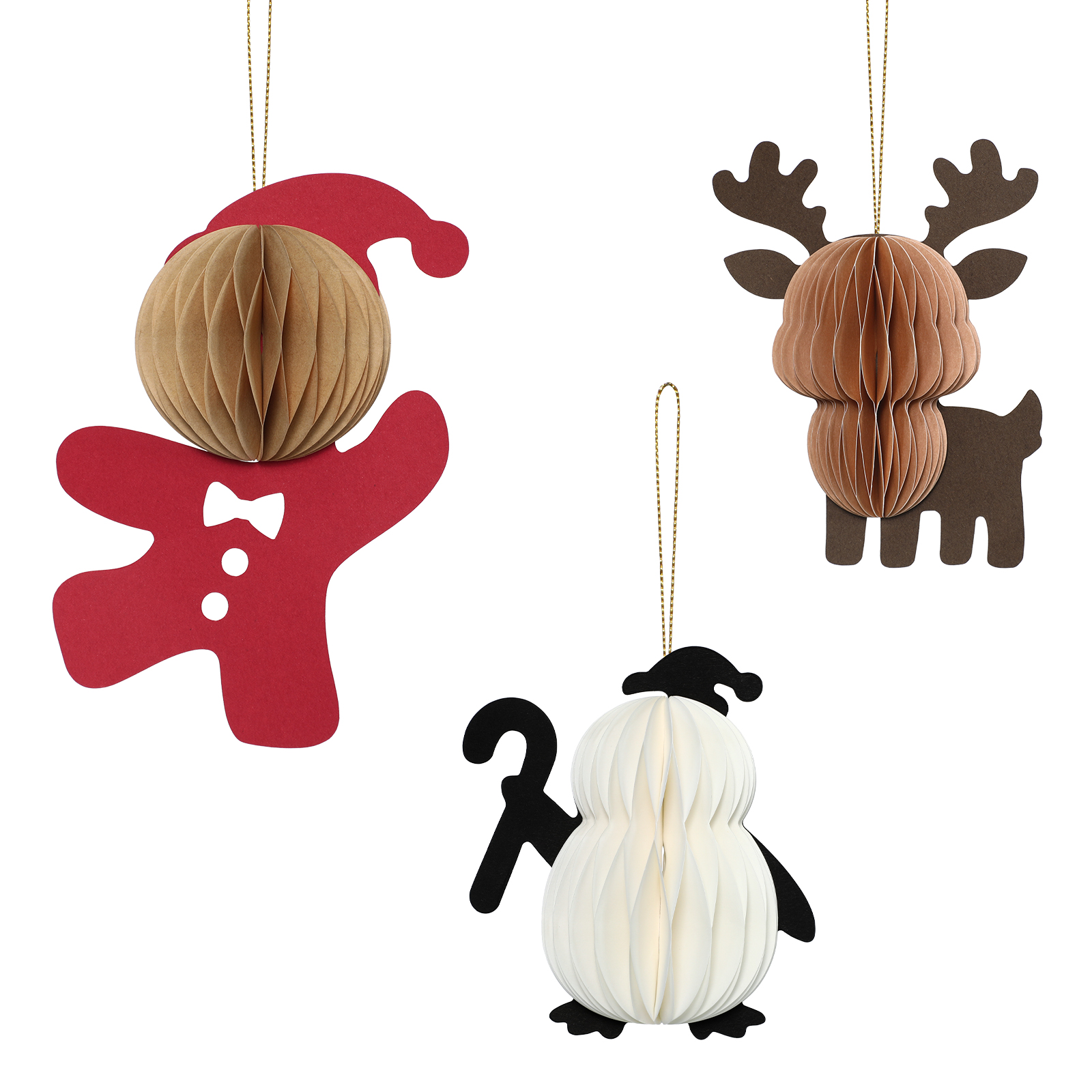Printed Christmas Tree Honeycomb Paper Ornament (CS-220)