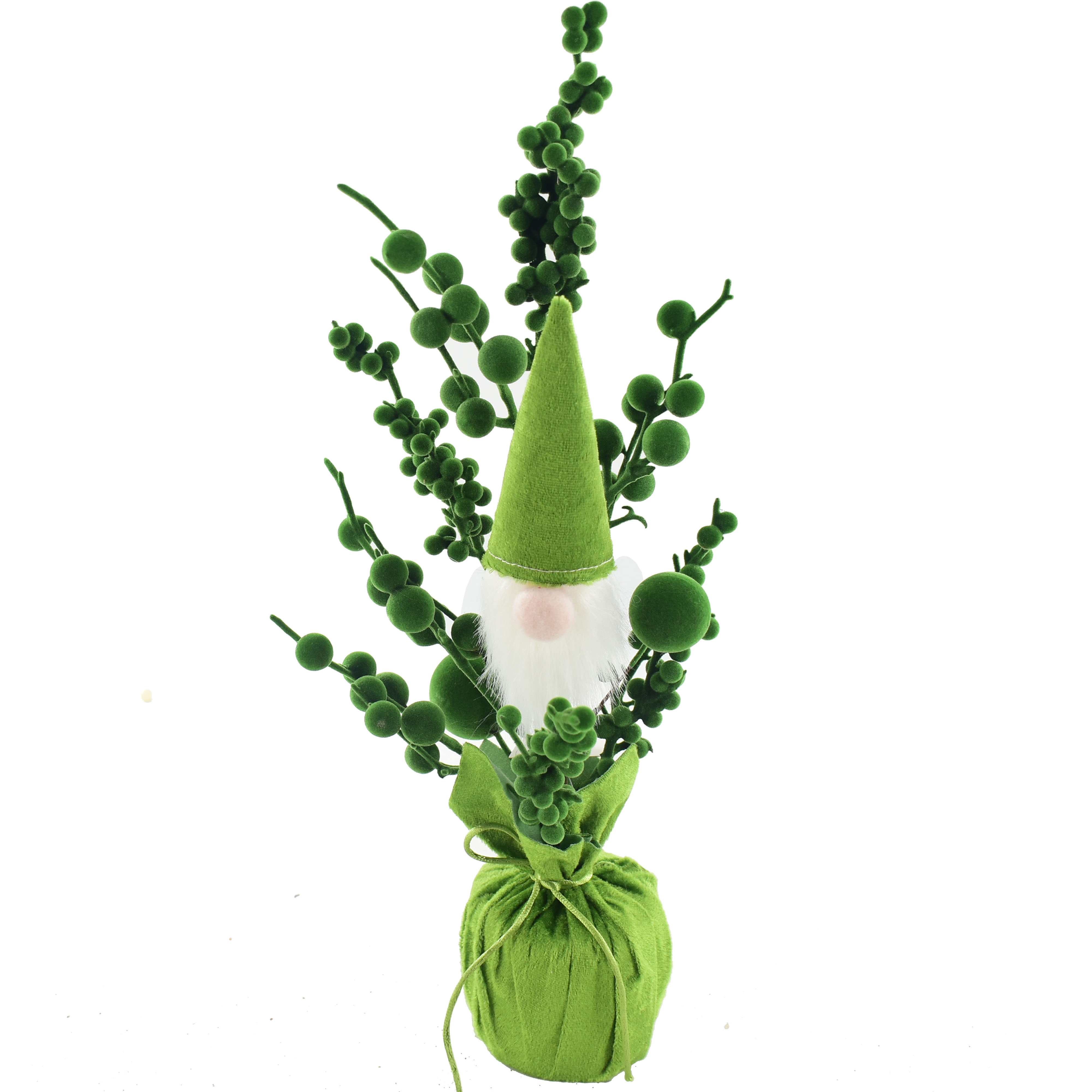 Santa Gnome Christmas Tabletop Decoration with Red Berries