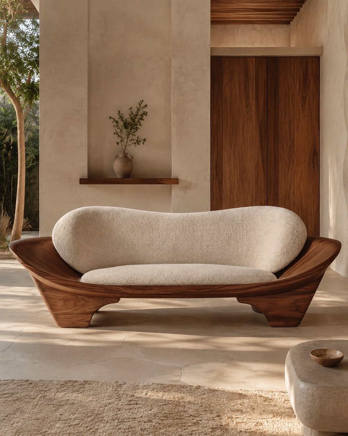 NogalAura™ | Sillón giratorio y sofá doble de nogal