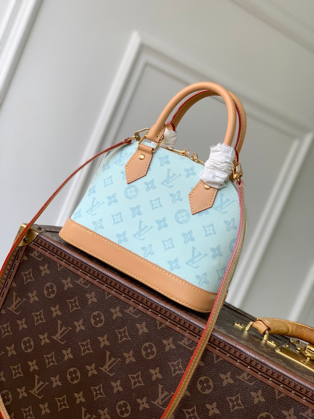 Louis Vuitton Alma BB handbag Monogram canvas in light blue M27526 high