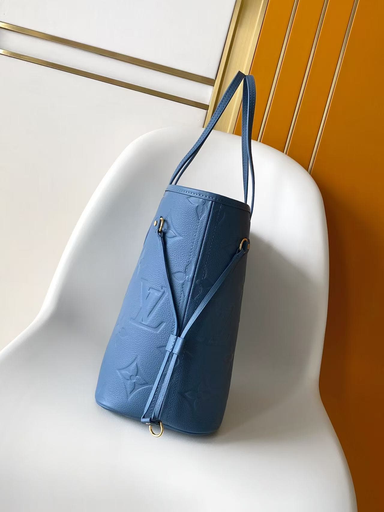 Louis Vuitton Neverfull MM Blue Jean Cowhide leather M27358 High