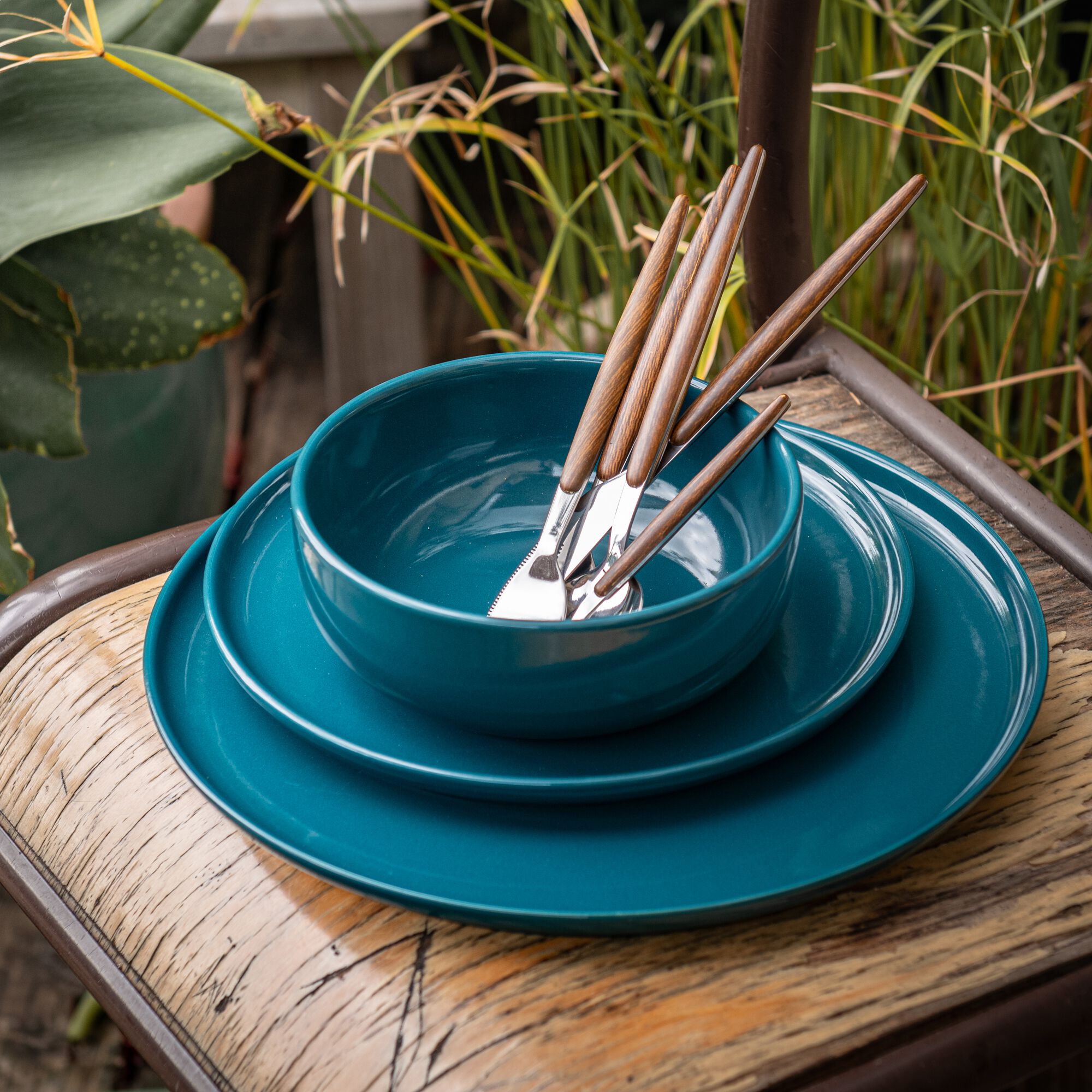 SELMA - Assiette creuse en faïence D15cm - bleu figuerolles