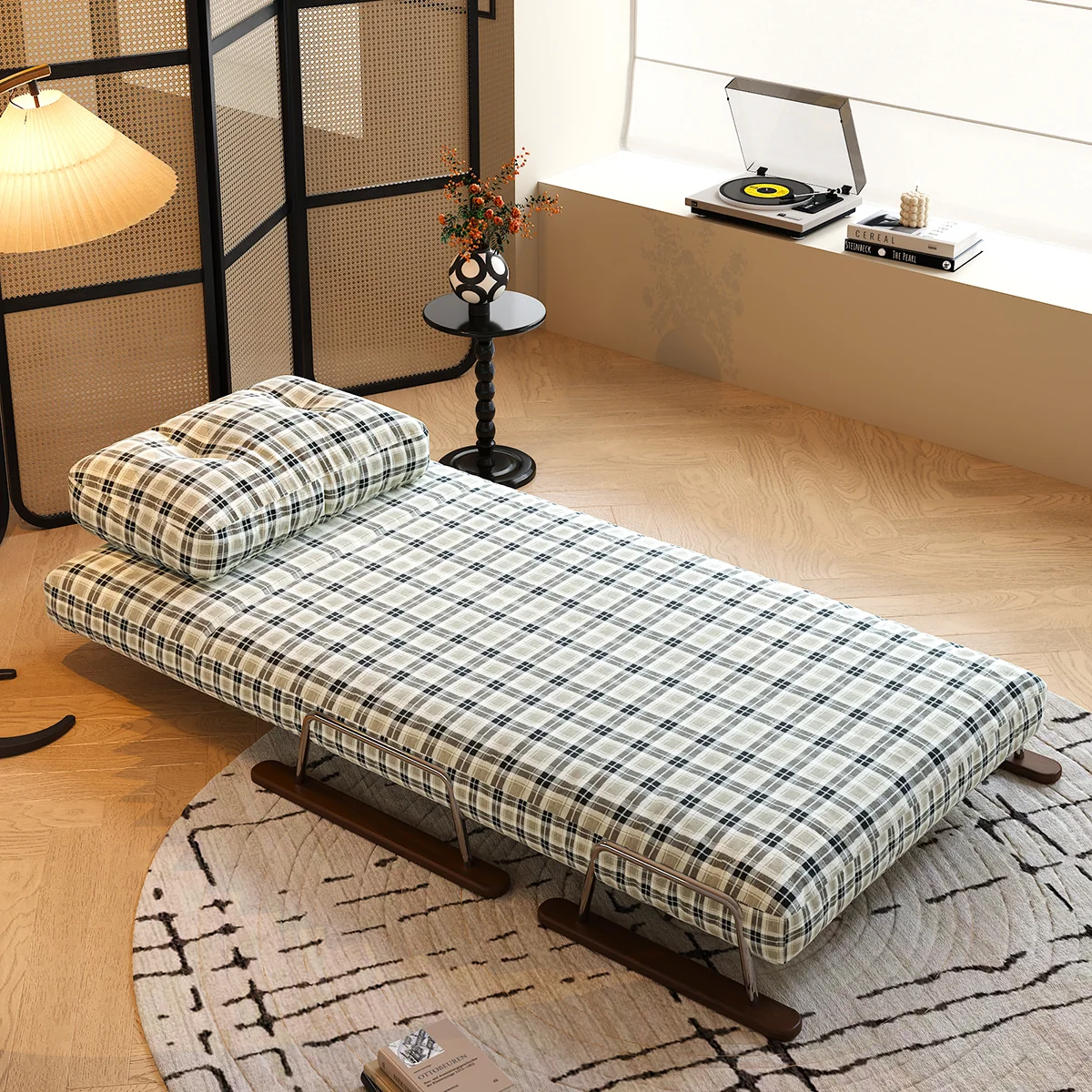 NÓVORA CASA a cuadros Sofá cama– 4-en-1 transformable plegable sillón cama para pequeño espacios