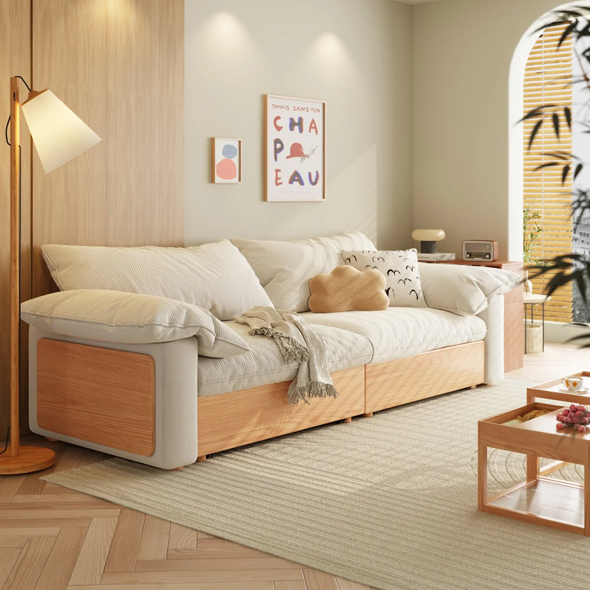 NÓVORA CASA Japandi extraíble extraíble Sofá cama con tres tela opciones disponible