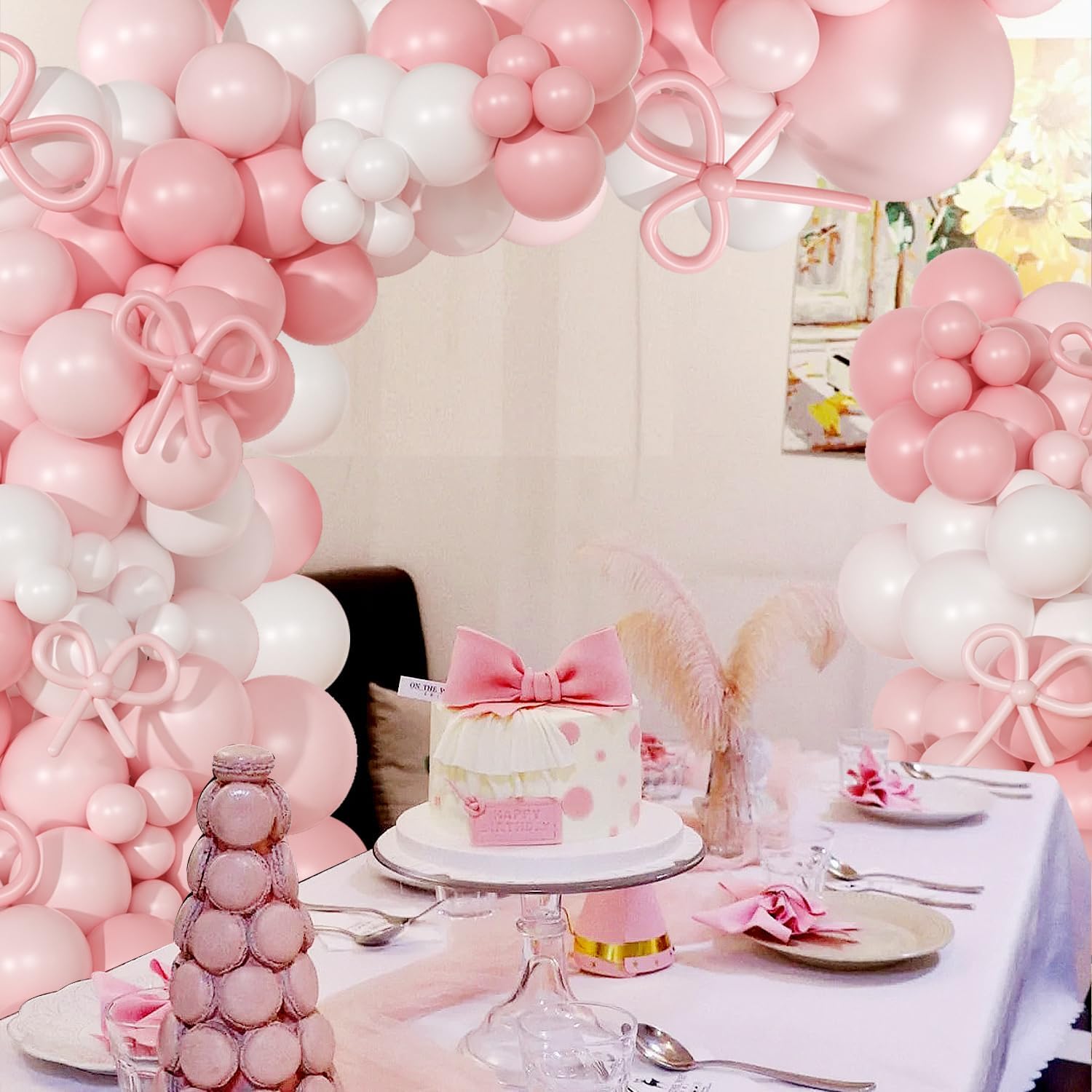 Pink Macaron Balloon Garland Kit for Baby Shower & Birthday