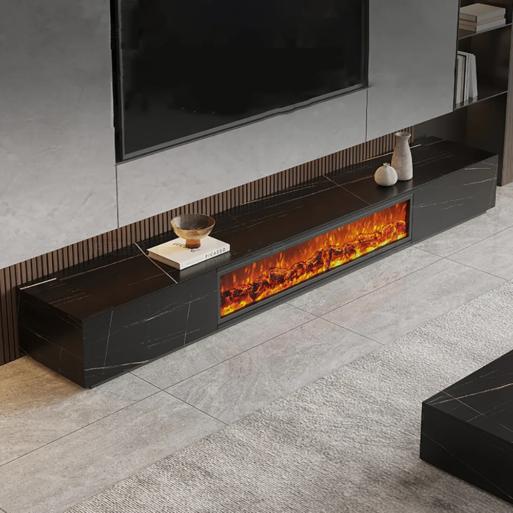 NÓVORA CASA eléctrico chimenea madera Almacenamiento Mueble para TV 70.8