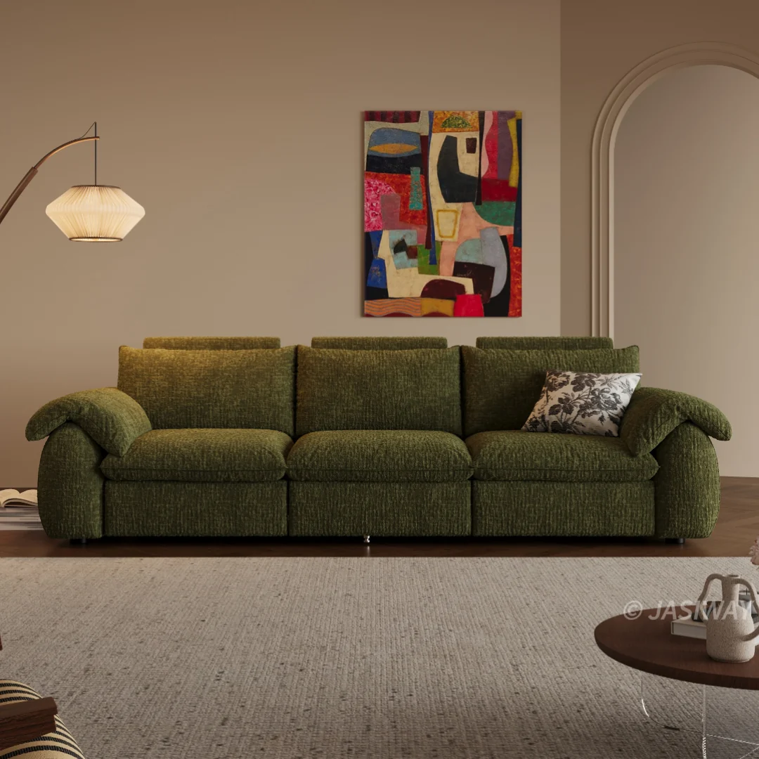 JASIWAY eléctrico Reclinable sofá con Ajustable reposapiés & acolchado Chenilla tela| 3-asiento eléctrico reclinable sofá para Sala confort