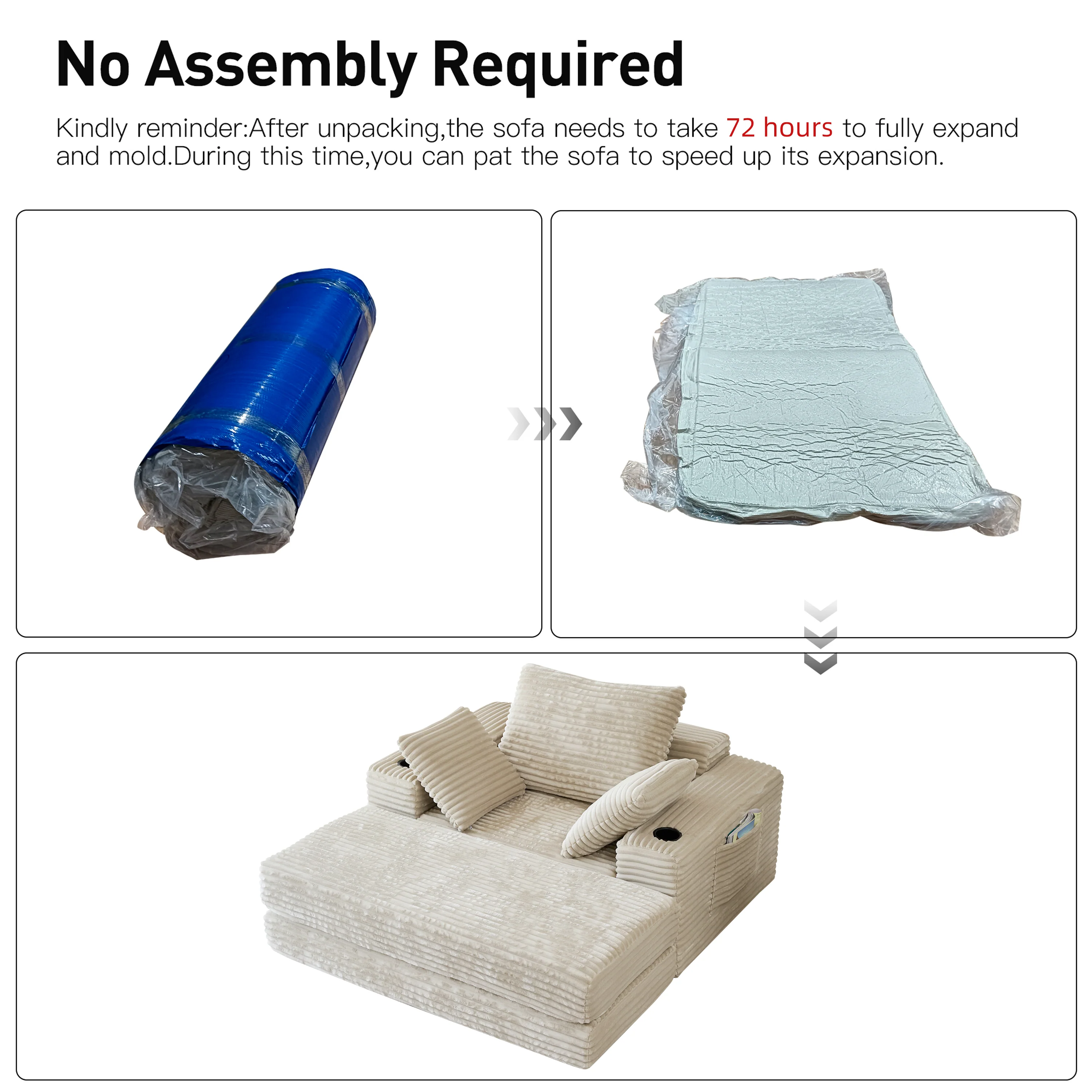 NÓVORA CASA 53.5” Moderno extragrande diván descanso Sofá cama