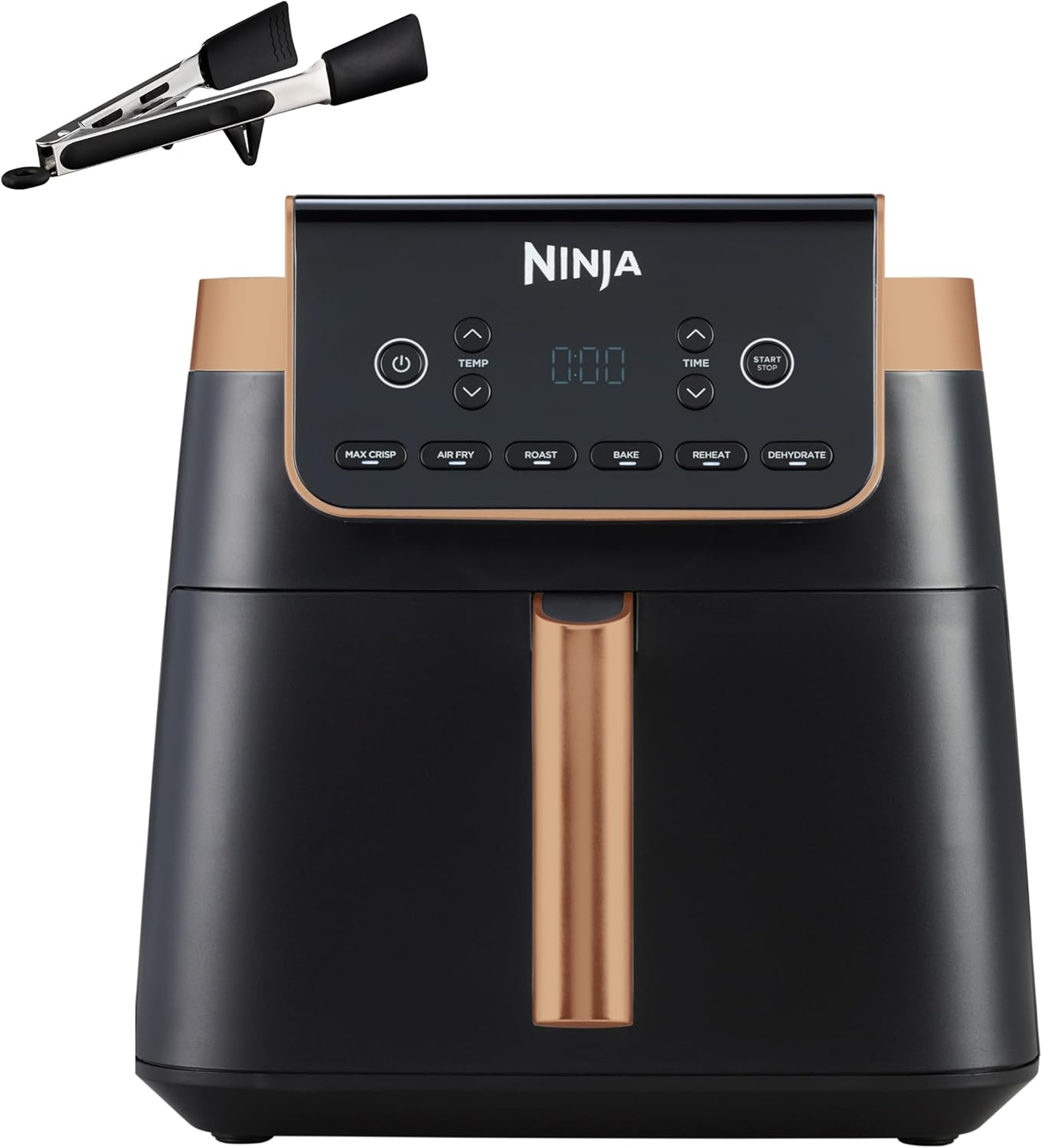 Ninja Foodi MAX Dual Zone Frytkownica beztłuszczowa z 2 szufladami, 9,5 l, kosz nieprzywierający nadaje sie do zmywarki, na 8 porcji, miedziano/czarna, 6 w 1, amazon exclusive, AF400EUCP