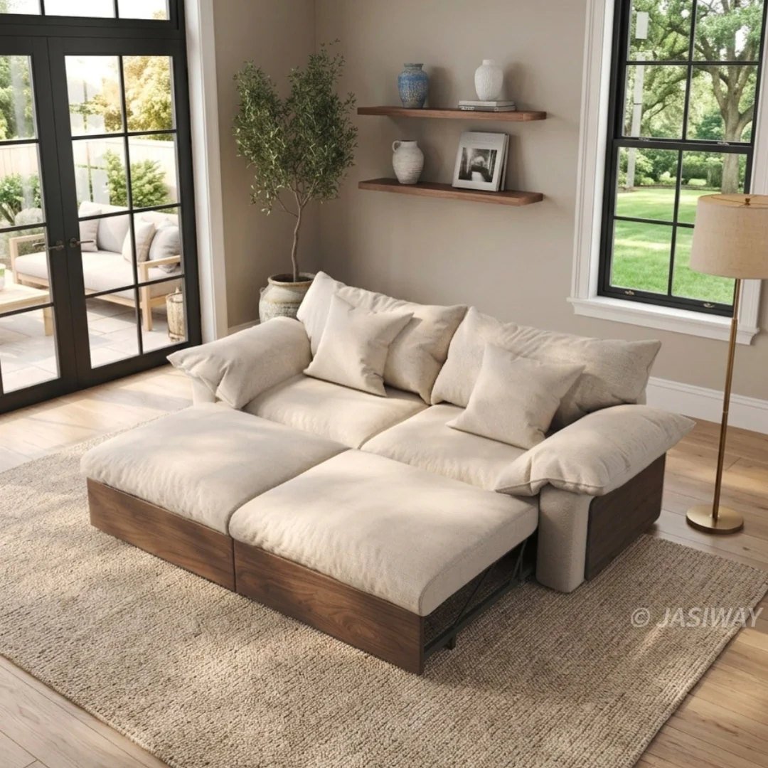 NÓVORA CASA extragrande profundo asiento seccional sofá con Ajustable diván & extraíble extraíble reposapiés| Japandi transformable descanso sofá para Sala