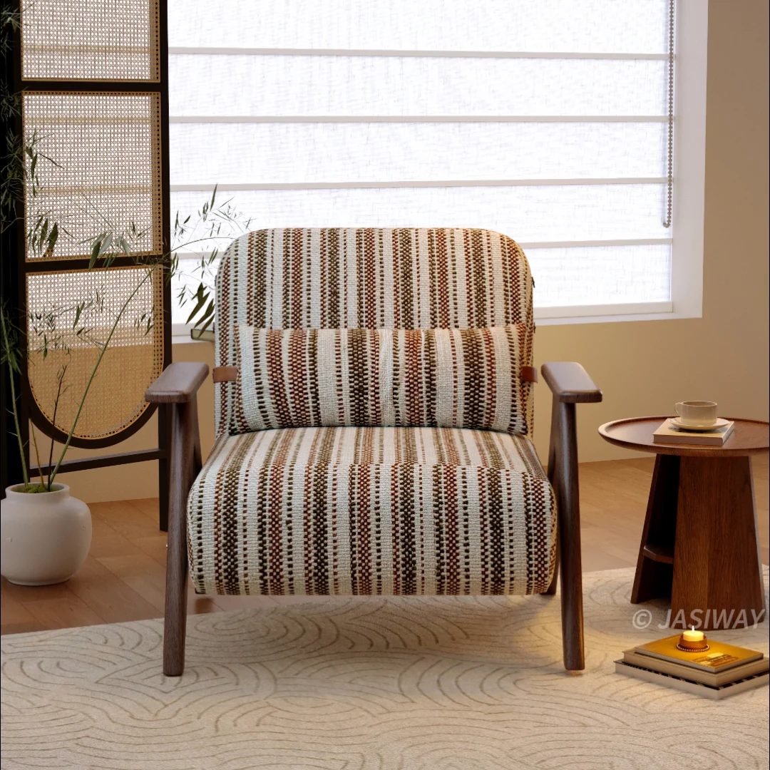 NÓVORA CASA mediados siglo Moderno Sillón decorativo con 3-posición Ajustable lumbar almohada & Madera maciza estructura| Tapizado Sillón descanso para Sala lectura rincón