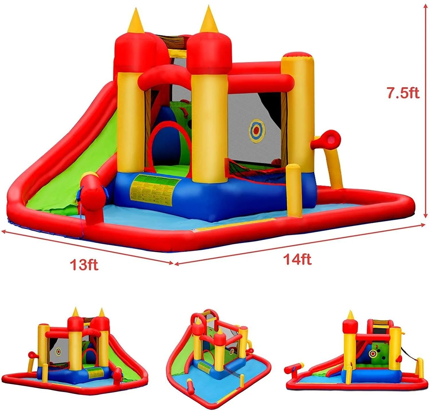 Costzon Inflatable Bounce House, Mighty 7 in 1 Water Slide Park