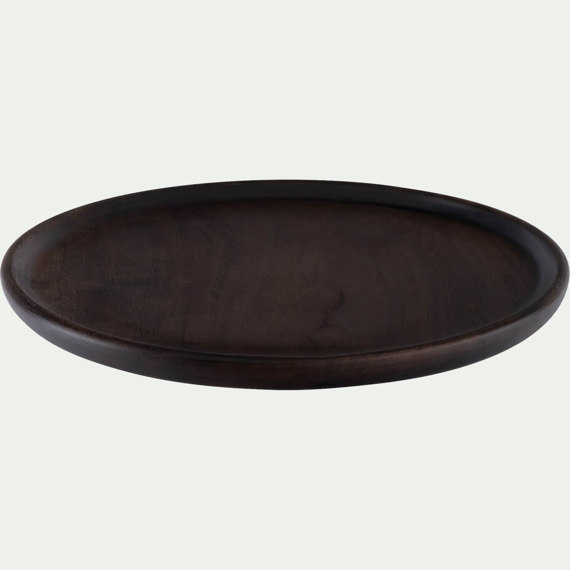 PRALE - Plateau décoratif rond en bois de manguier D20,5cm - bois foncé