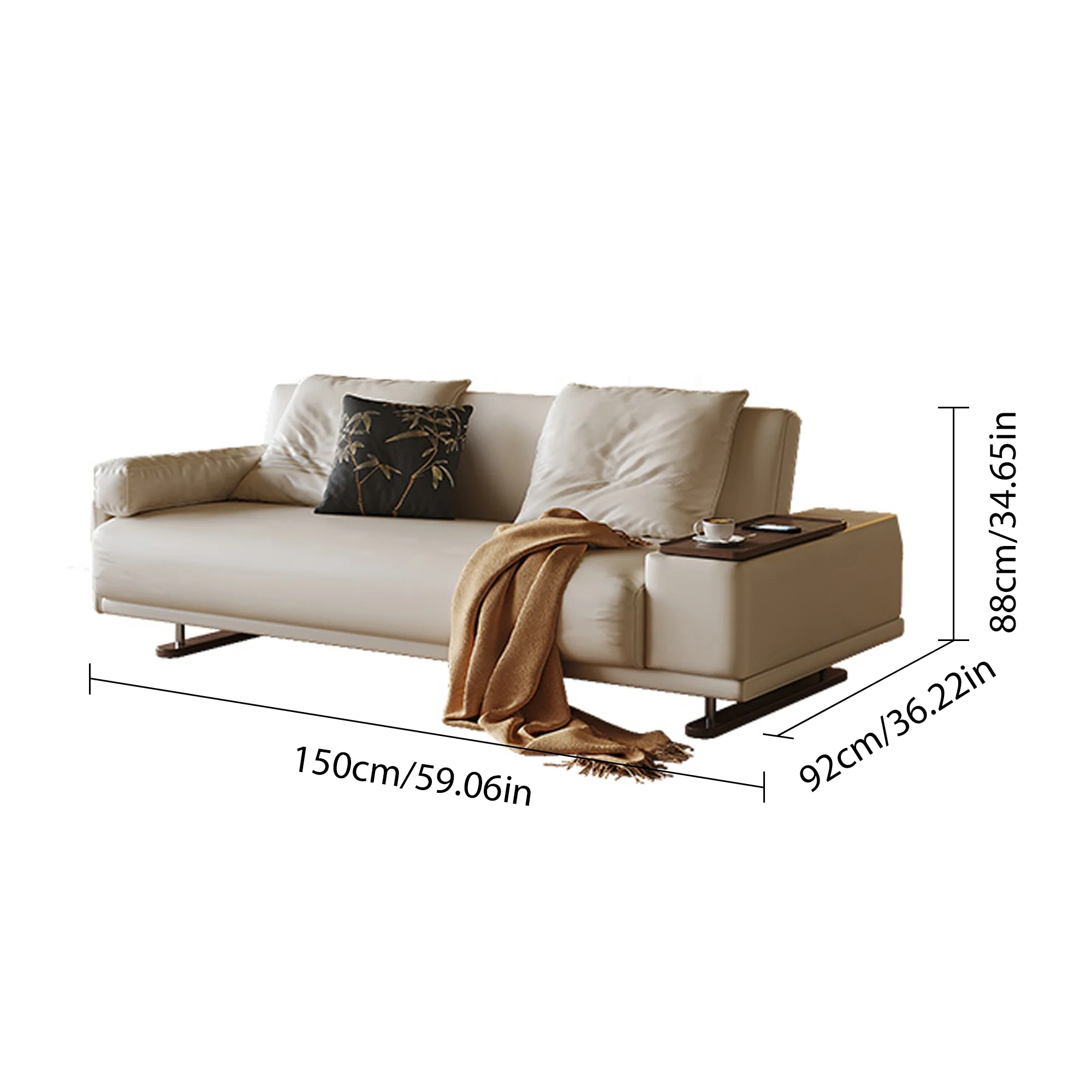 NÓVORA CASA Minimalista plegable Sofá cama con de doble cara reposabrazos & Ajustable Mesa auxiliar
