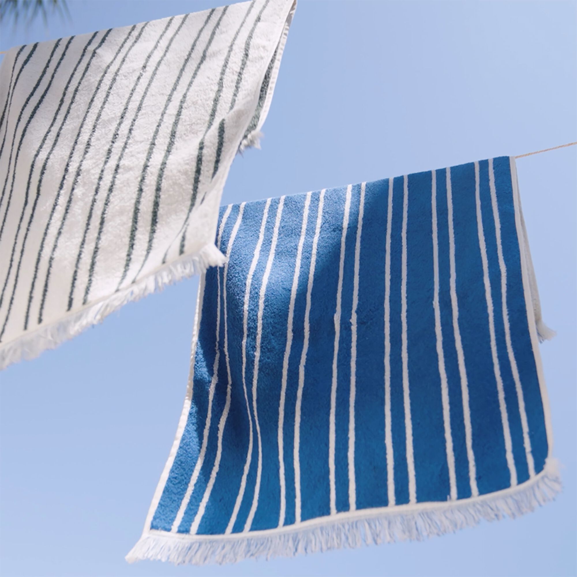 LISTRA - Linge de toilette à rayures en coton - bleu