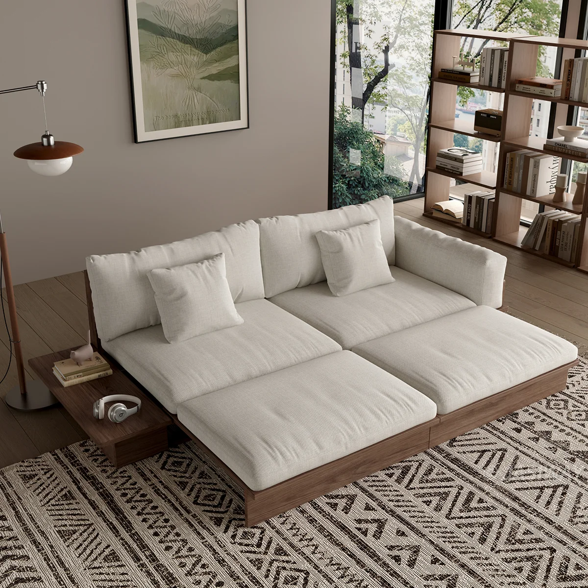 NÓVORA CASA extraíble extraíble Sofá cama con madera plataforma soporte| bajo perfil transformable sofá para Sala