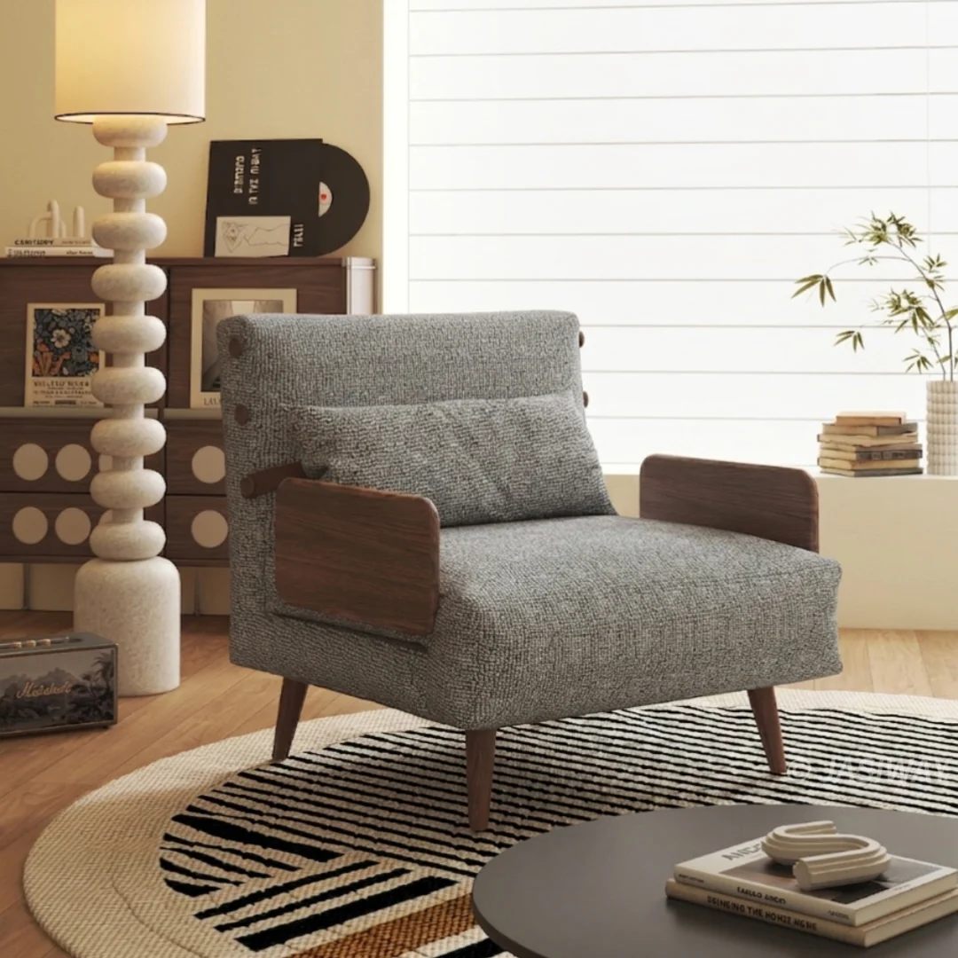 NÓVORA CASA transformable Sillón descanso cama con doble Tone Bouclé tweed tapizado & Ajustable respaldo