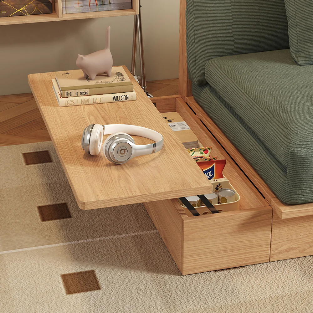 NÓVORA CASA piso plataforma madera estructura Sofá cama– de doble cara reposabrazos, pana o lino mezcla tapizado