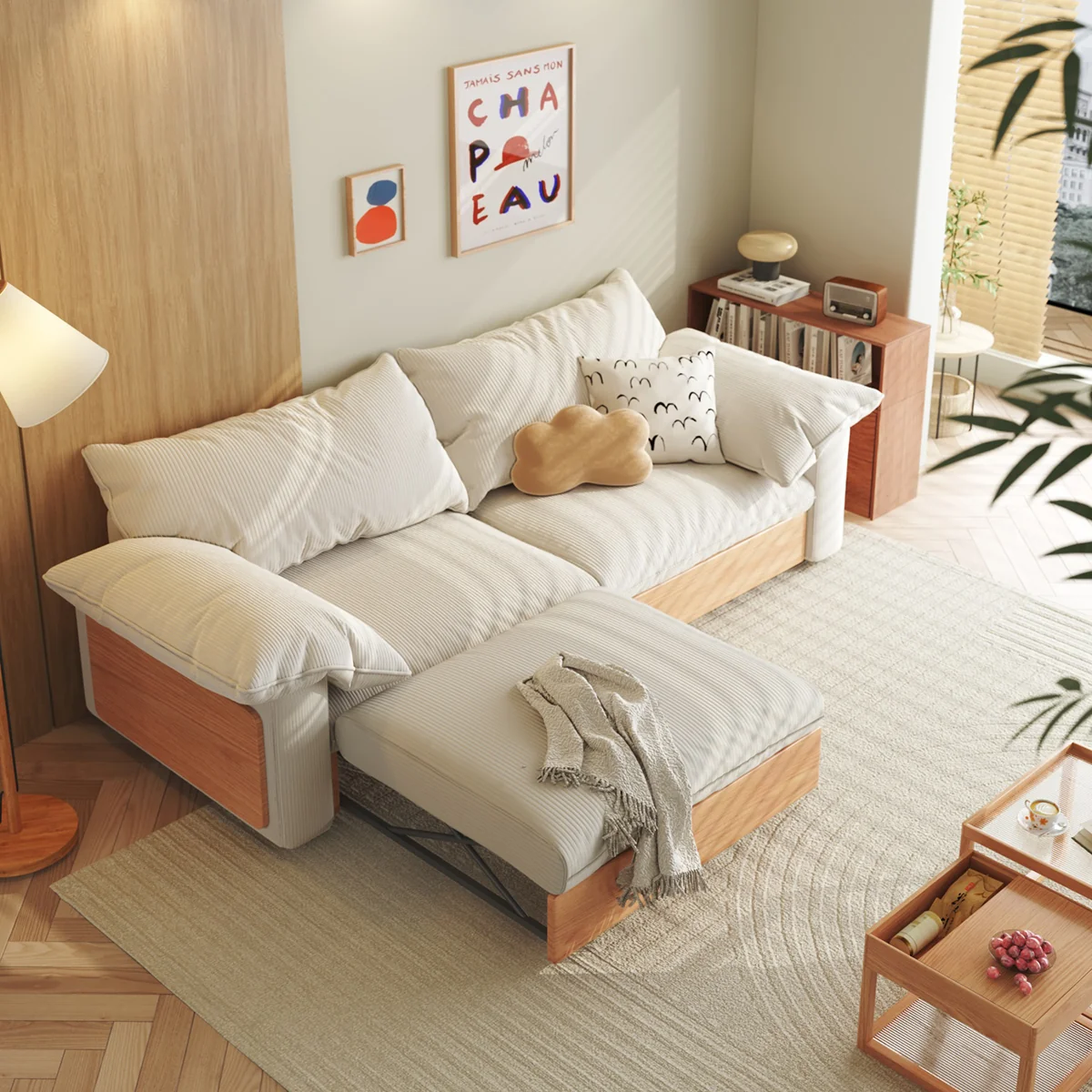 NÓVORA CASA Japandi extraíble extraíble Sofá cama con tres tela opciones disponible