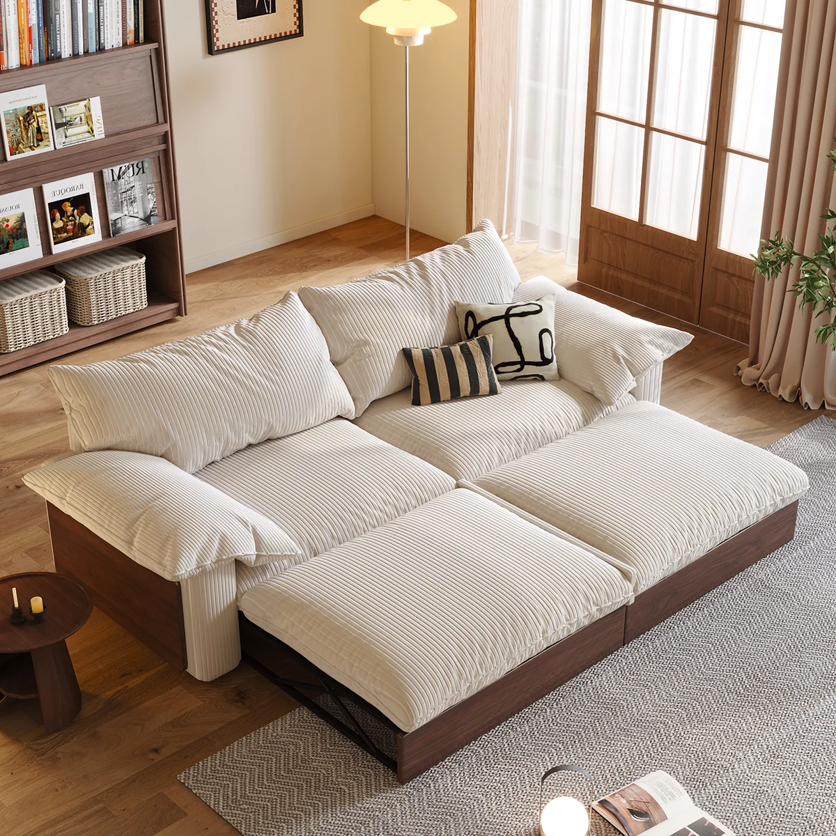 NÓVORA CASA Japandi extraíble extraíble Sofá cama con tres tela opciones disponible