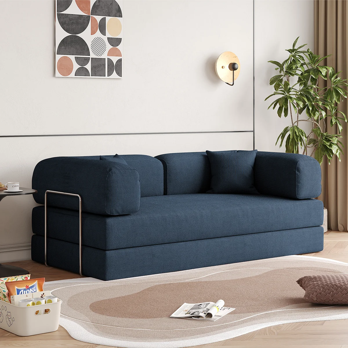 NÓVORA CASA 78.7'' comprimir Tapizado Sofá cama transformable con pana tela