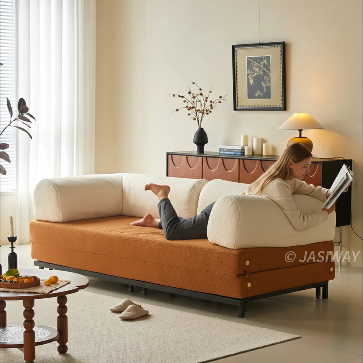 NÓVORA CASA modulable Sofá cama & Sofá cama| transformable diseño en Bouclé, Chenilla o pana tapizado