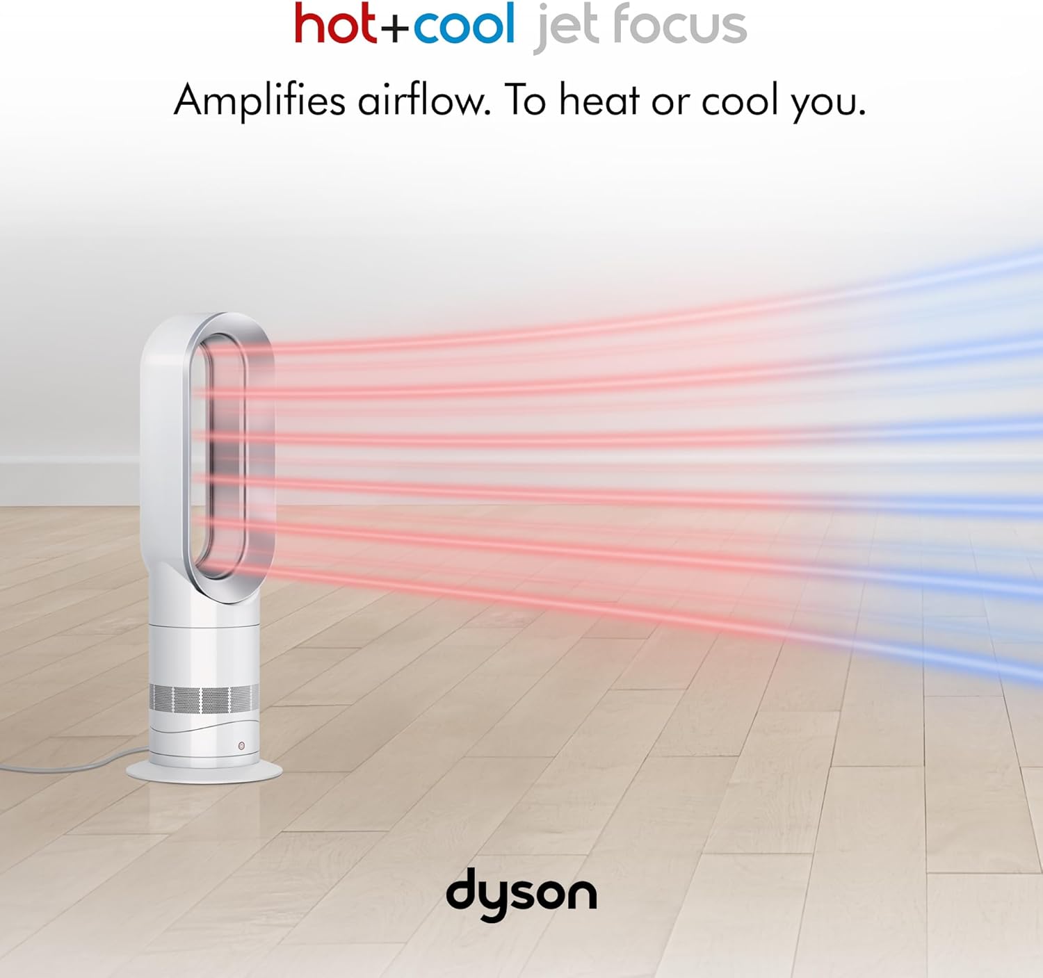 Dyson Hot+Cool Jet Focus AM09 Fan Heater 2-in-1, heats and cools with strong airflow (White/Silver)