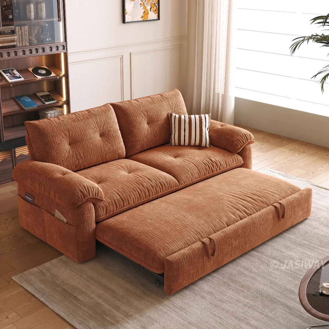 NÓVORA CASA Chenilla Sofá cama– transformable plegable sofá de dos plazas con extraíble extraíble cama para pequeño espacios