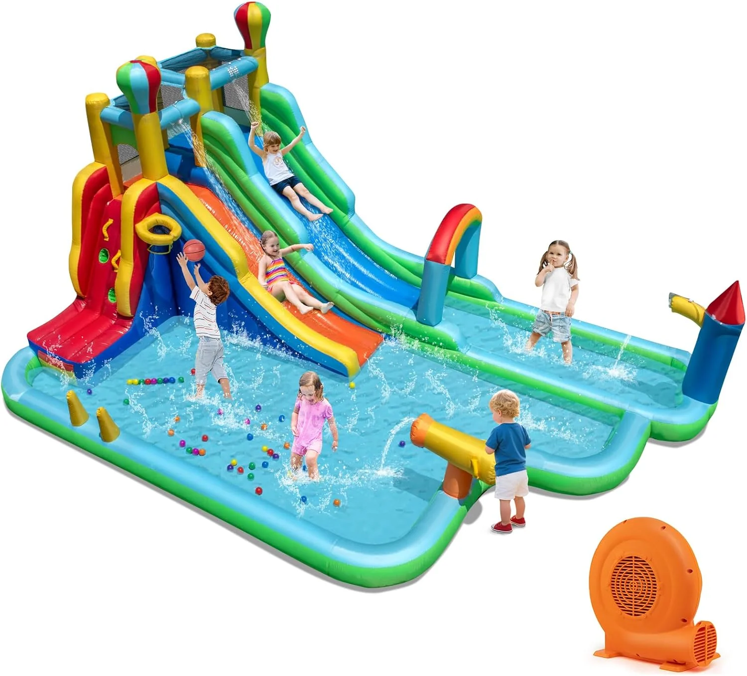 BOUNTECH Inflatable Water Slide Dual Slides Kids Water Slide Park Jump Bouncy Castle