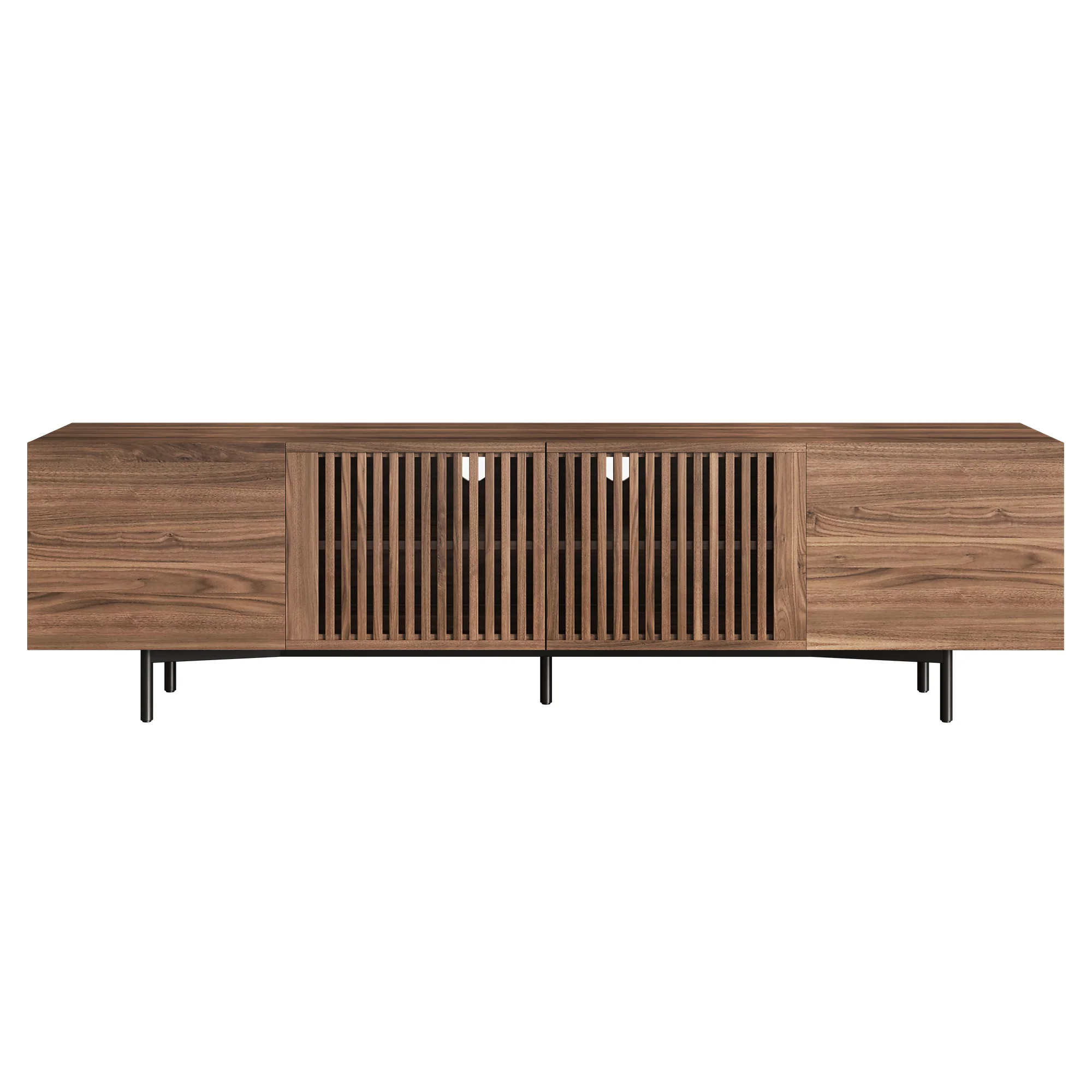 NÓVORA CASA Minimalista Mueble para TV de listones multimedia consola con 4 puertas Almacenamiento