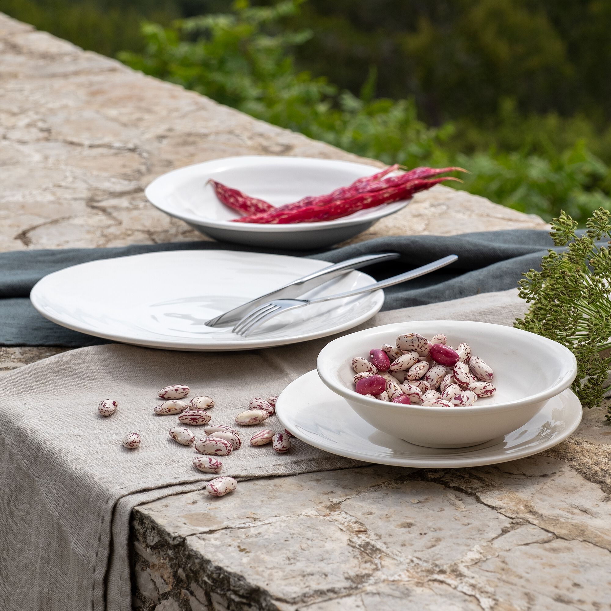 PALERME - Assiette plate en faïence D26,5cm - blanc