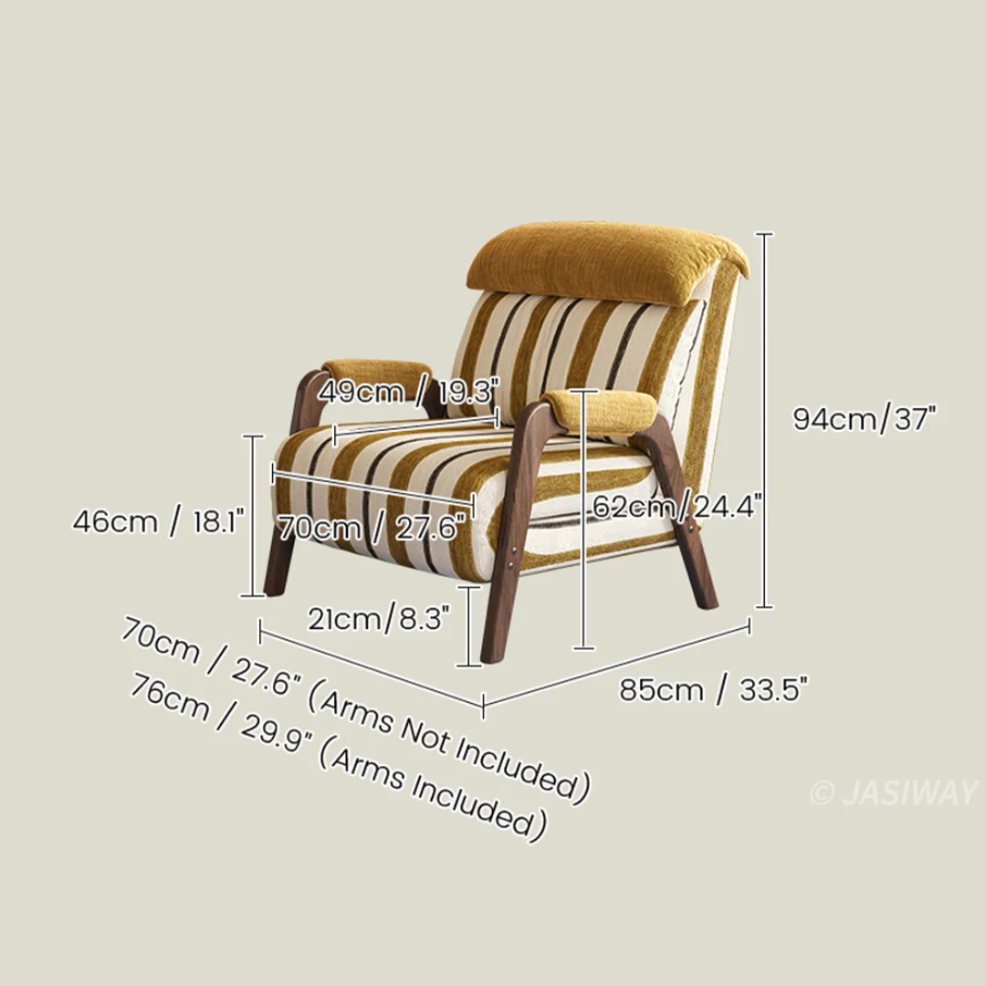 NÓVORA CASA mediados siglo a rayas transformable cama sillón cama con Madera maciza brazos| 3-en-1 plegable Sillón descanso para pequeño espacios & visitas uso