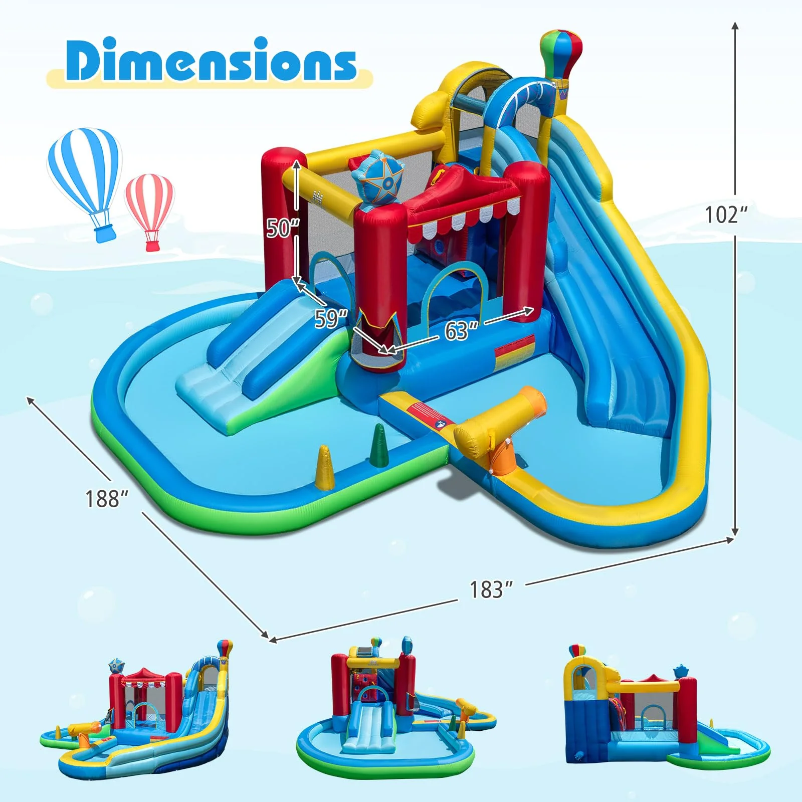 BOUNTECH Inflatable Water Slide with Bounce House 8-in-1 Amusement Park Water Park