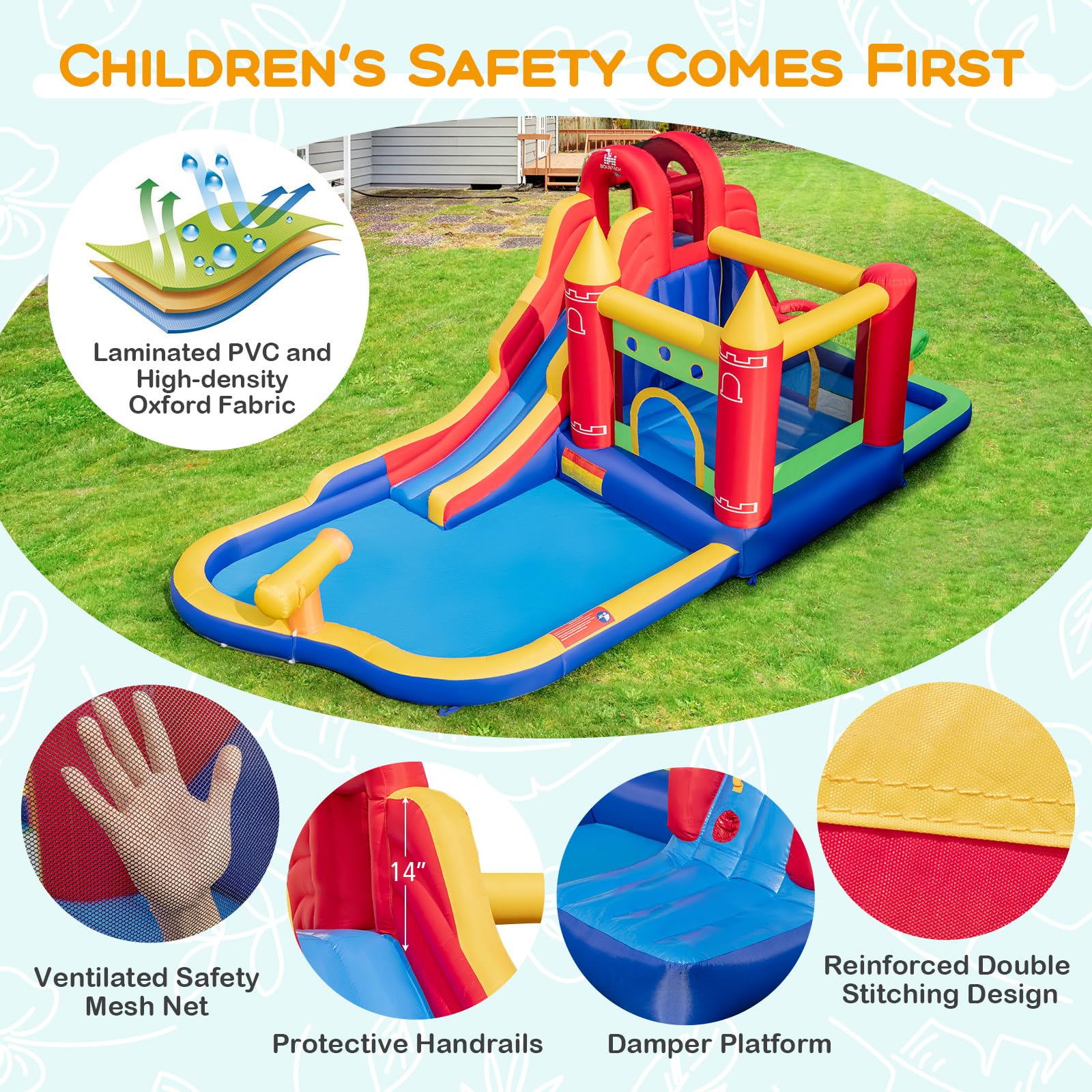 BOUNTECH Inflatable Water Slide, 9 in 1 Bounce House Water Slide Combo, Blow up Bouncy Castle Water Slides